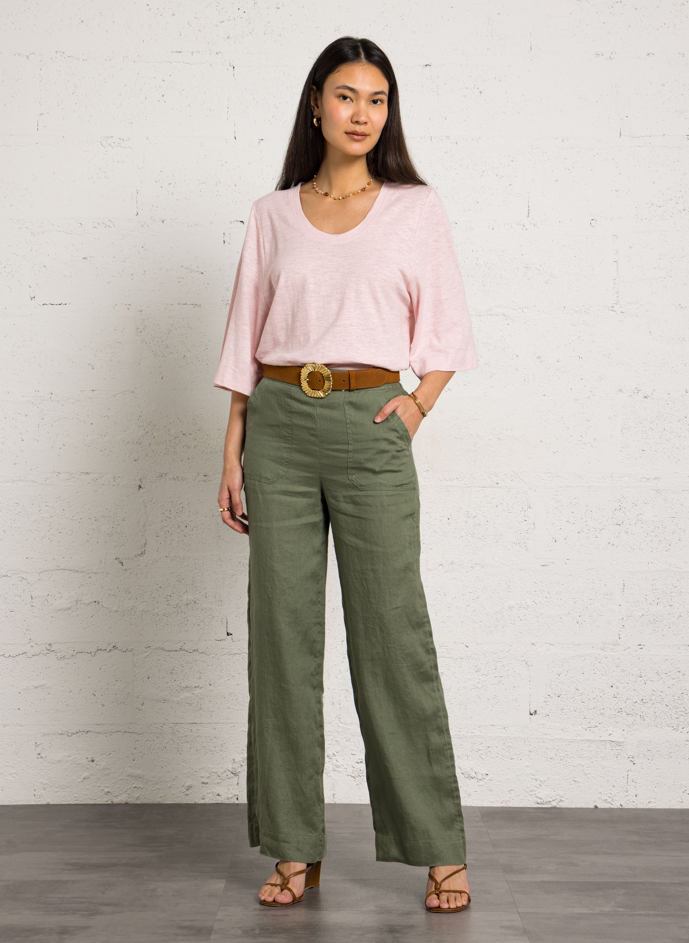 Effen top met lange mouwen en ronde hals MAISON 123 Roze