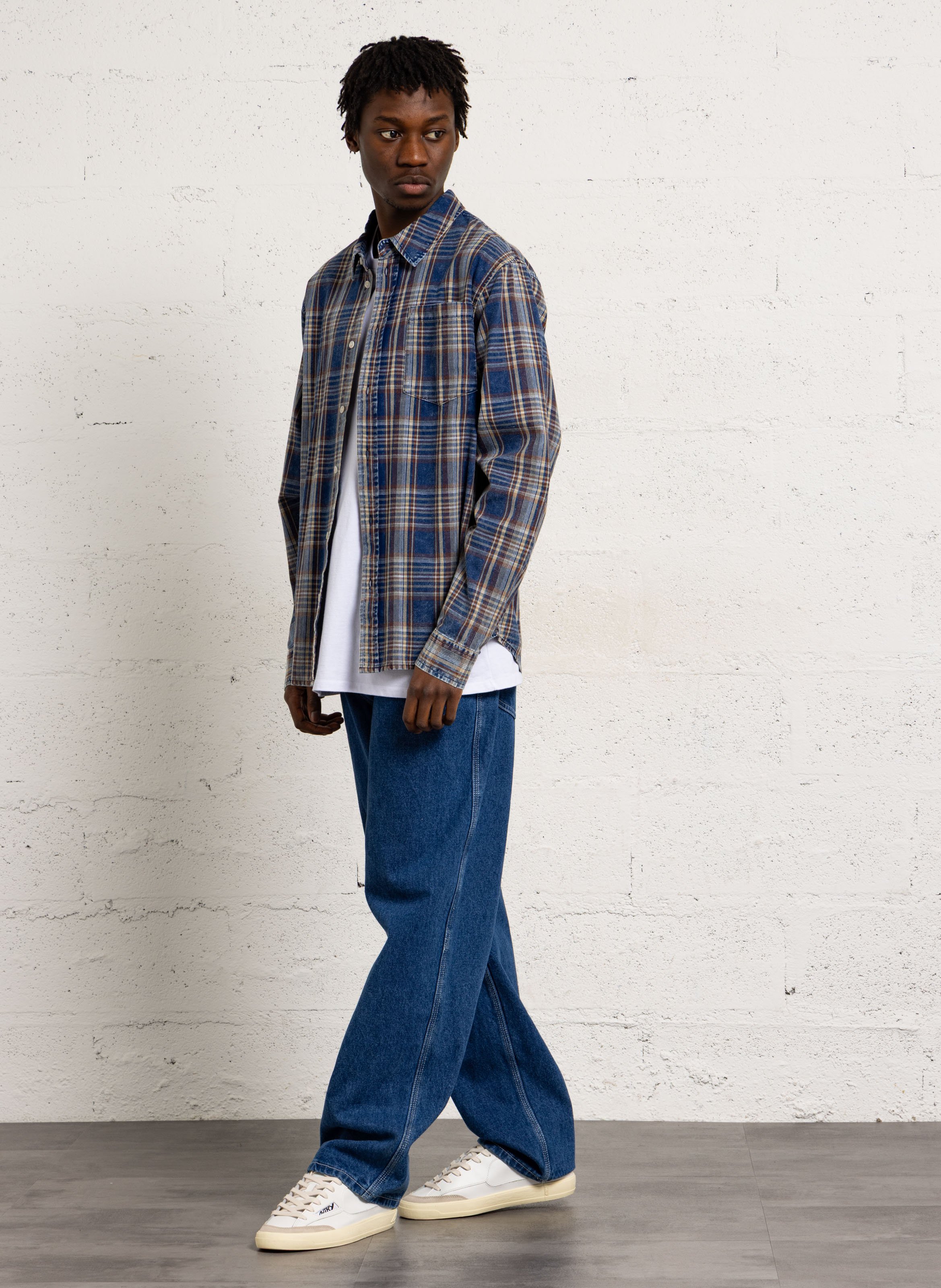 Chemise à carreaux effet vieilli SOLID Bleu