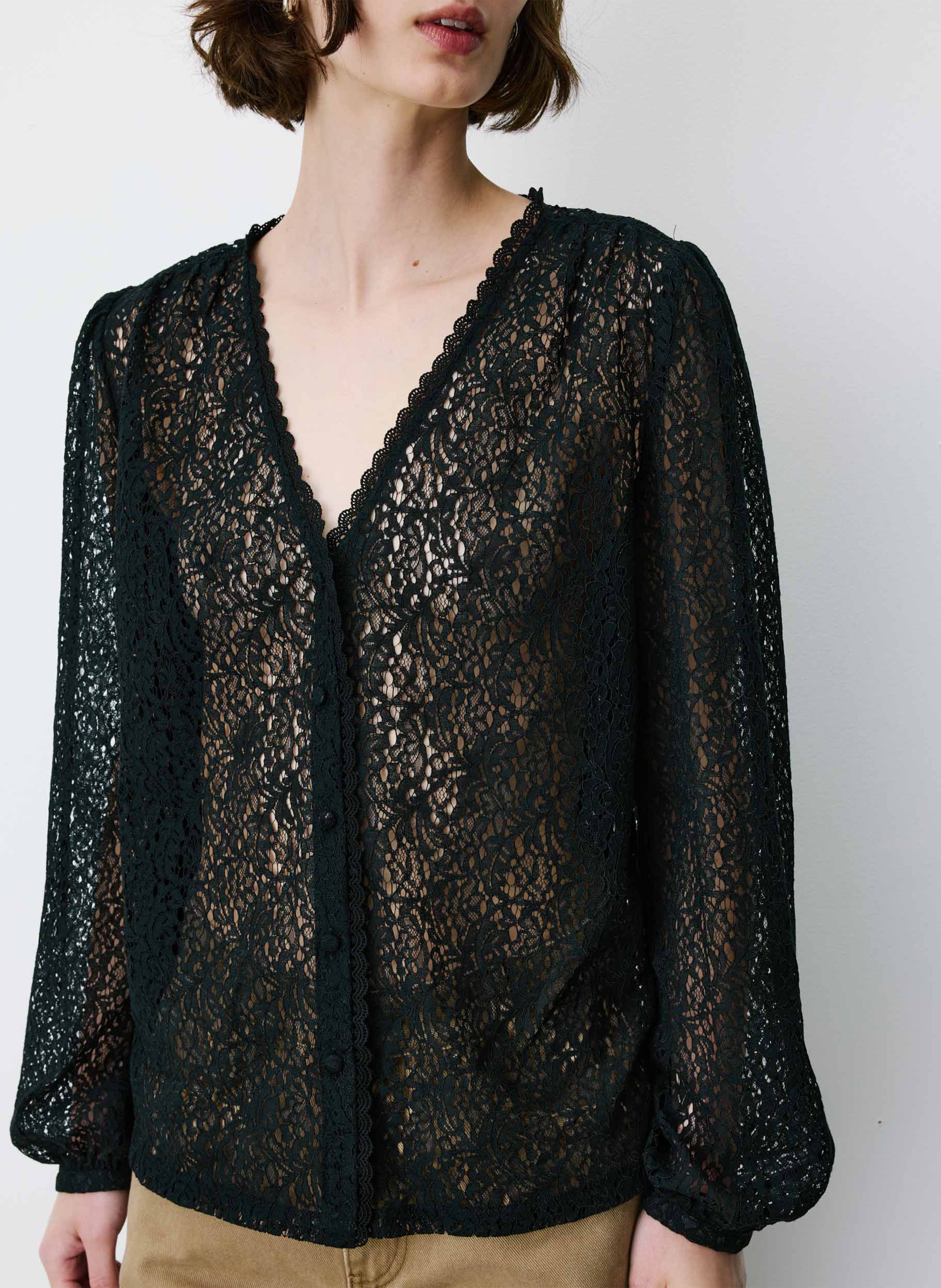 Blouse met V-hals in kant GRACE ET MILA