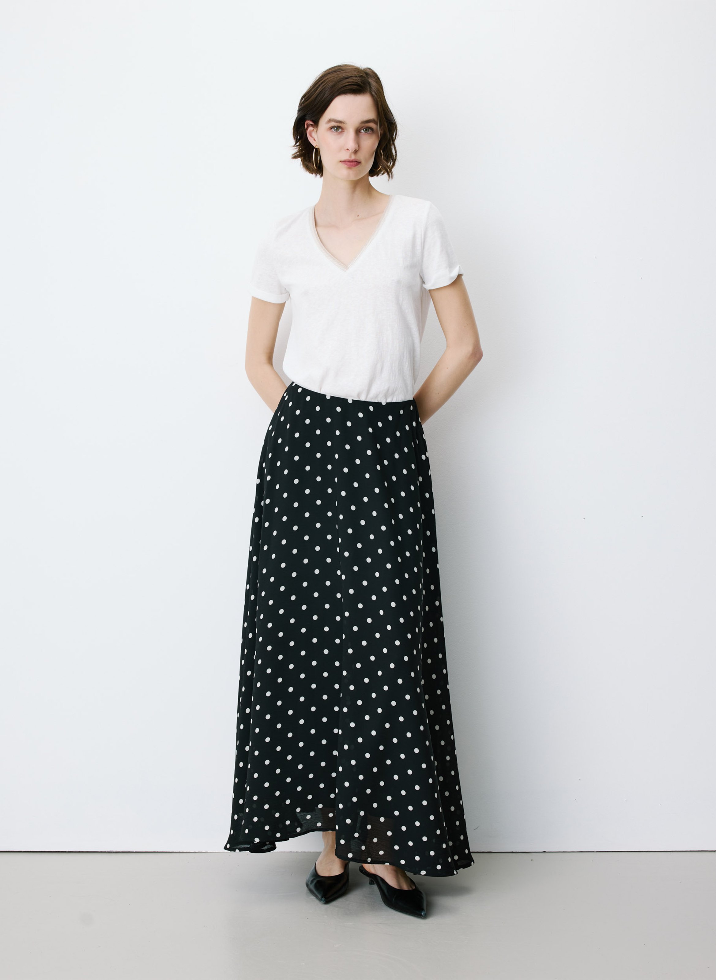 Lange rok met stippenmotief GRACE ET MILA Zwart