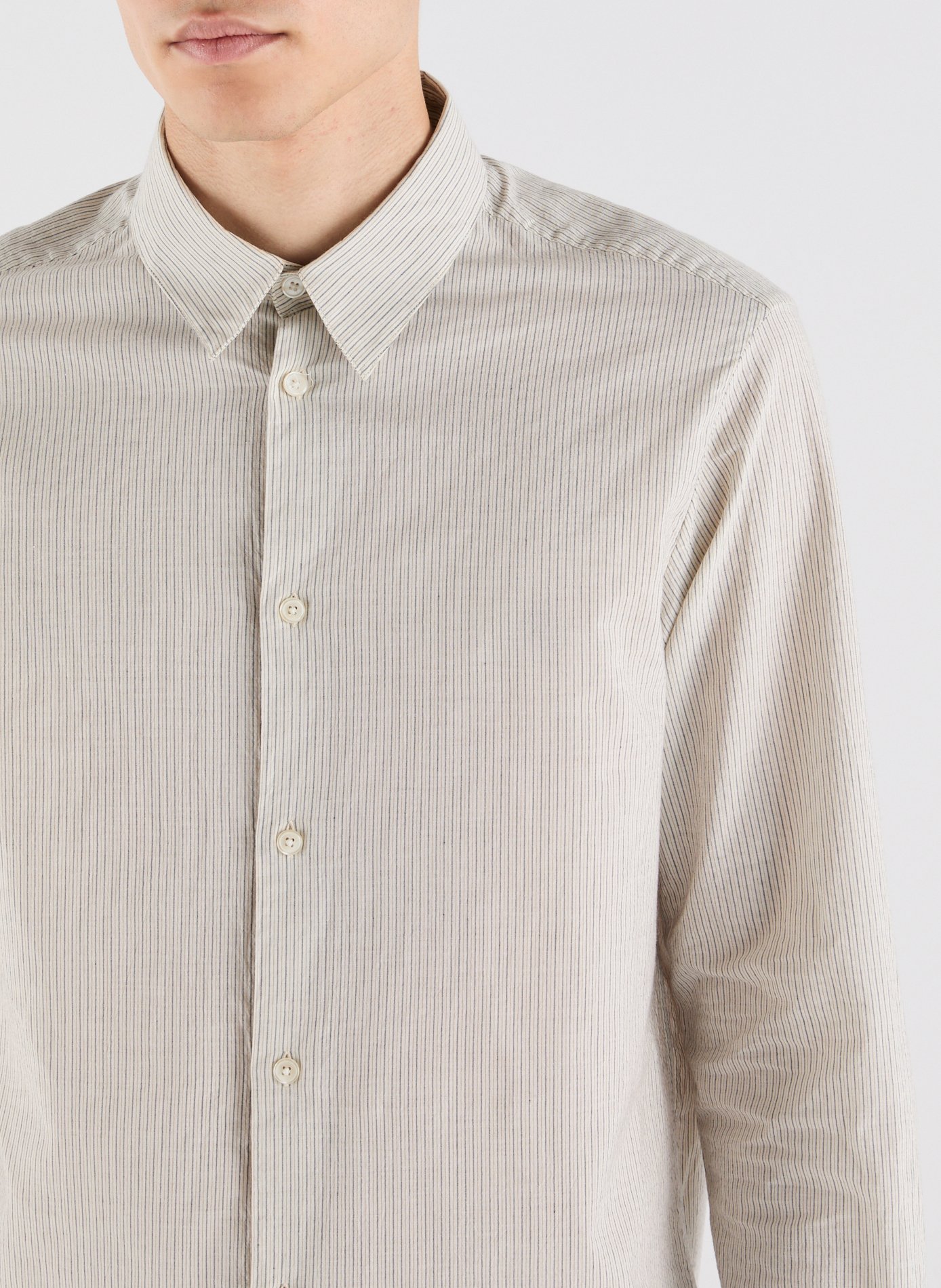 Camisa recta de algodón de rayas con cuello clásico SAISON 1865 Beige