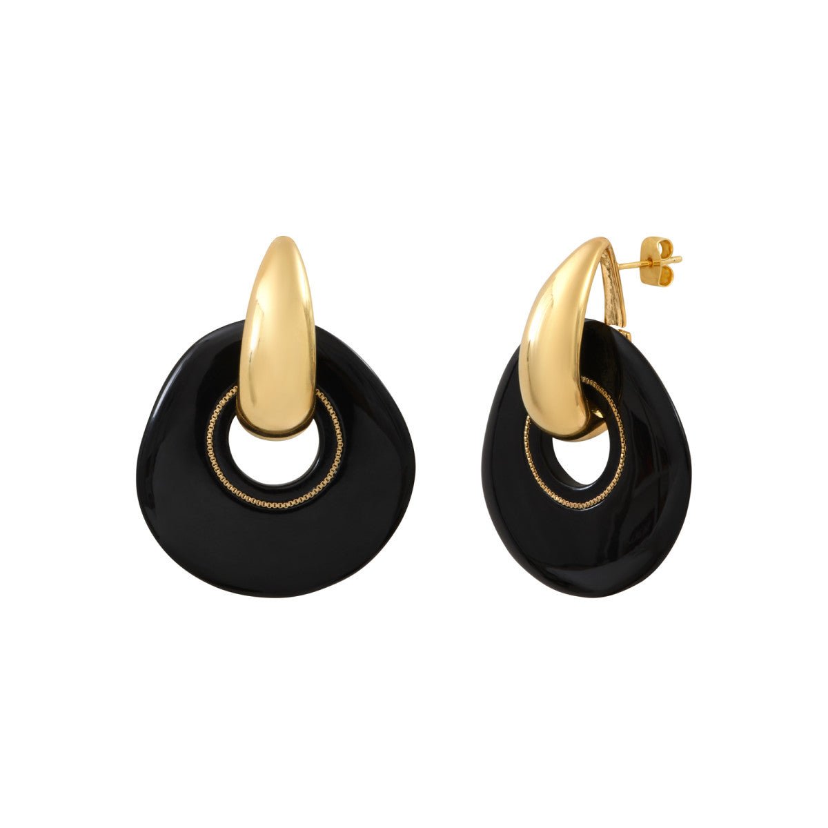 Earrings with pierced stems in gold-plated finish SATELLITE PARIS Black