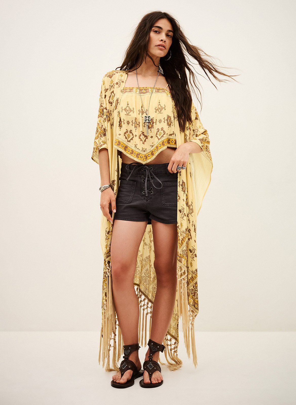 Poncho imprimé col v  BA&SH Jaune