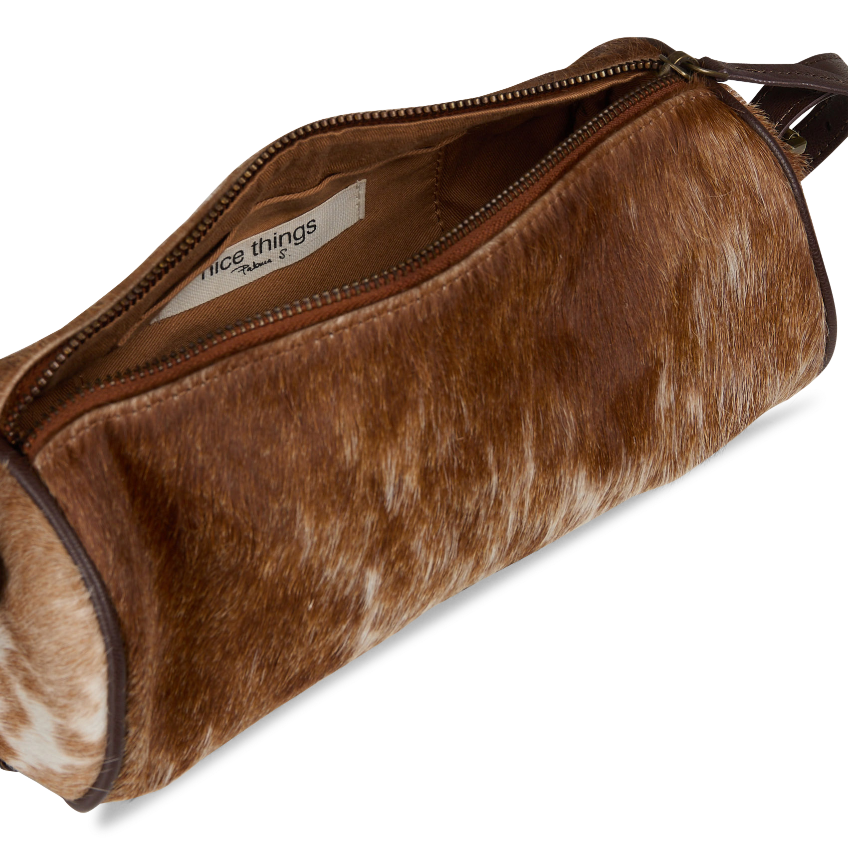 Ledertasche mit Ponyfell NICE THINGS Braun