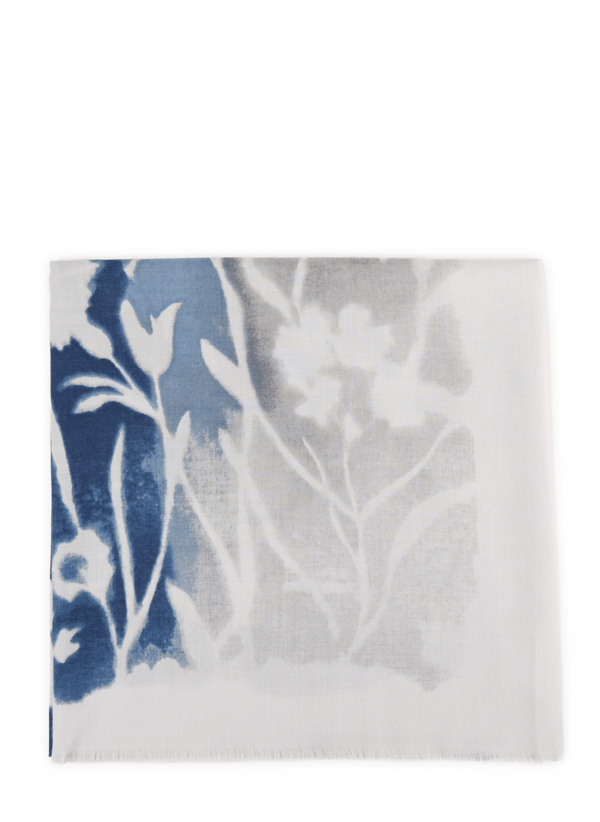 Patterned scarf with fringes AU PRINTEMPS PARIS Blue