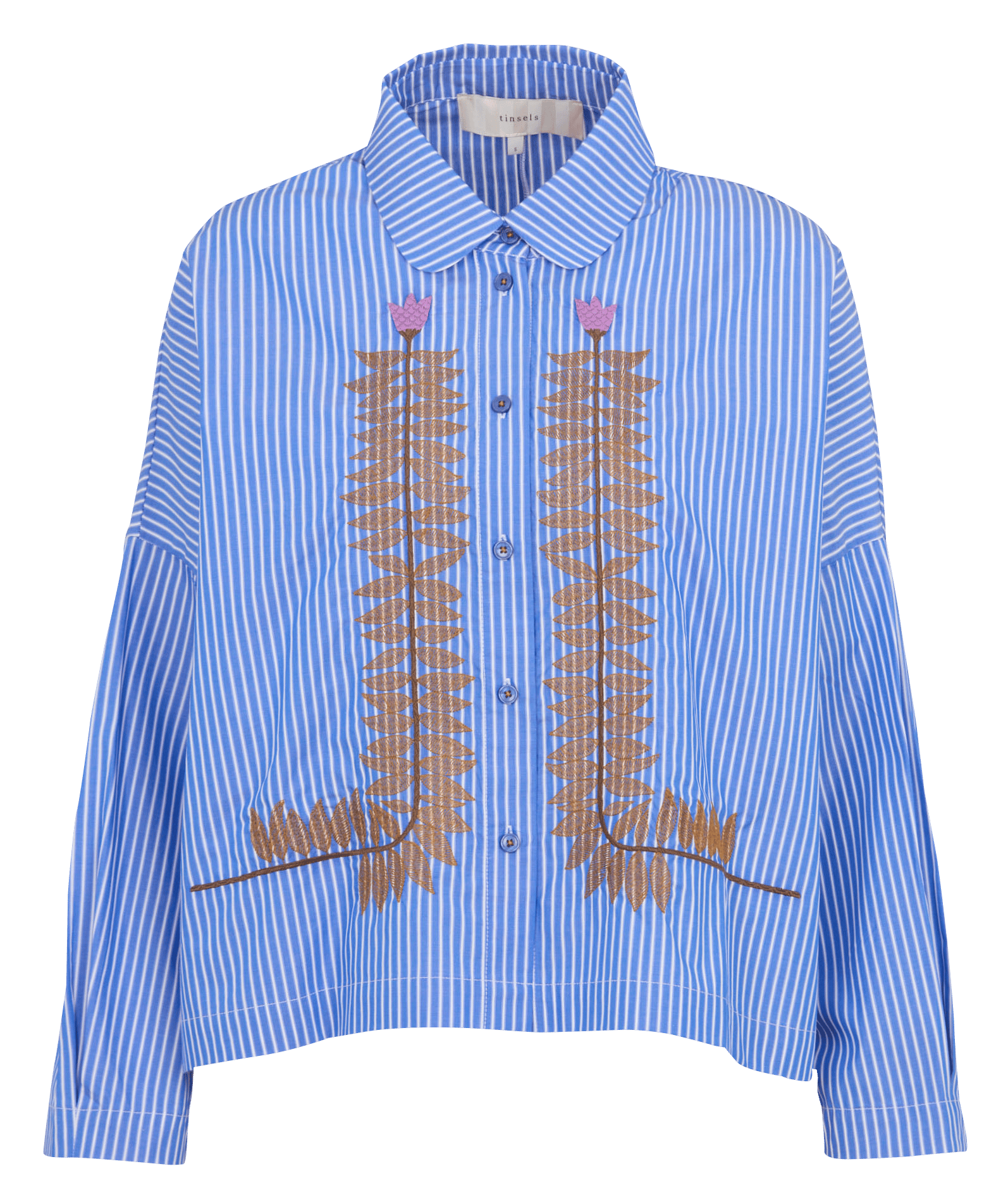 Loose-fit striped cotton shirt TINSELS Blue