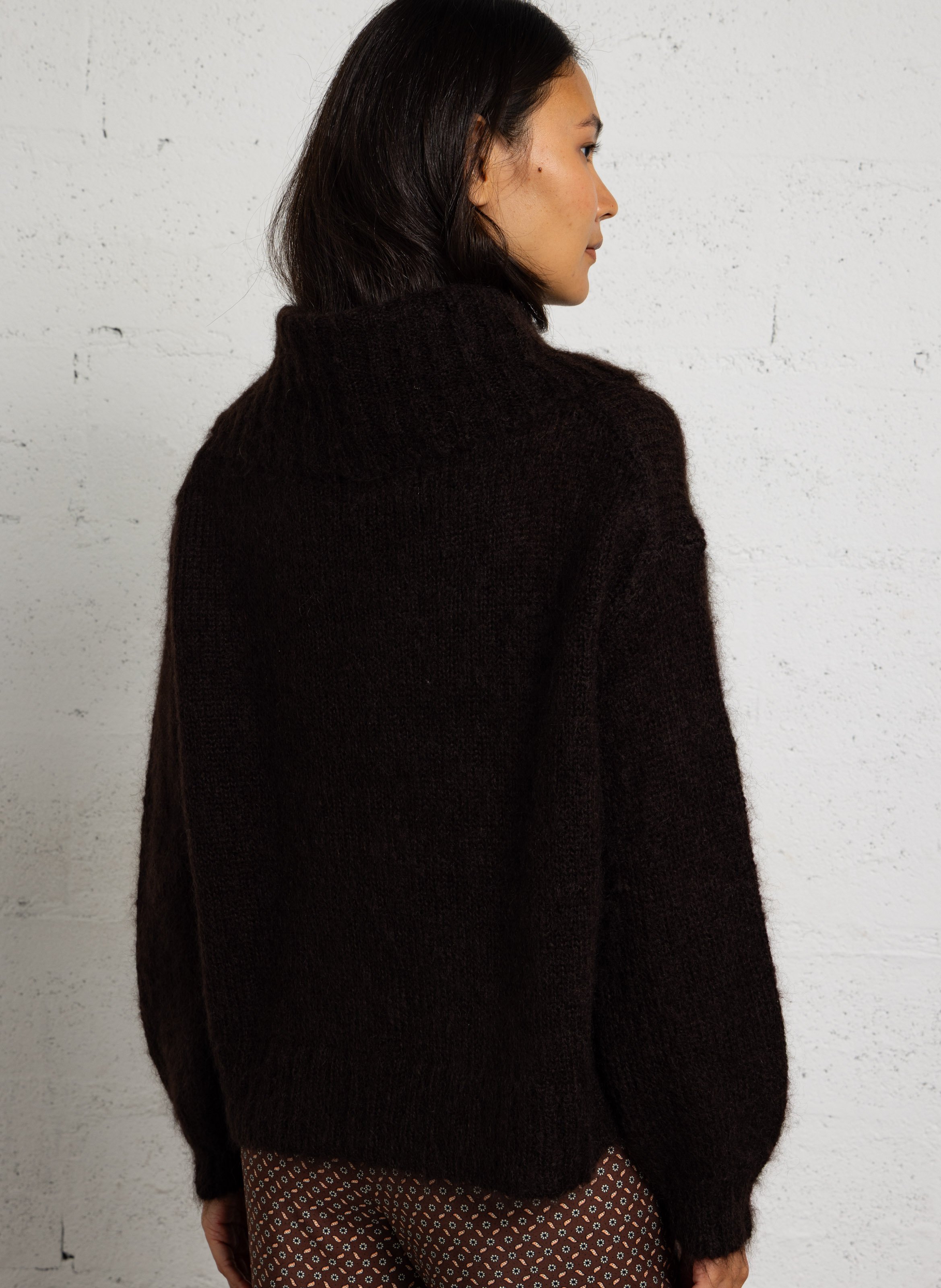 Mohair-blend roll-neck sweater DES PETITS HAUTS Brown