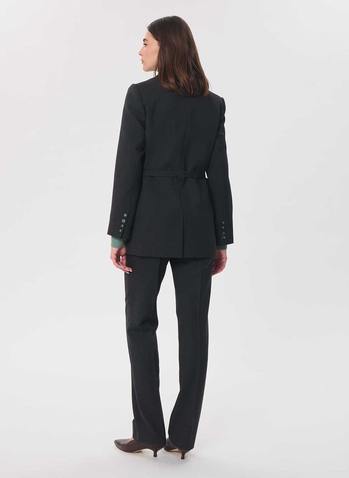 Effen getailleerde blazer met ceintuur TARA JARMON Grijs