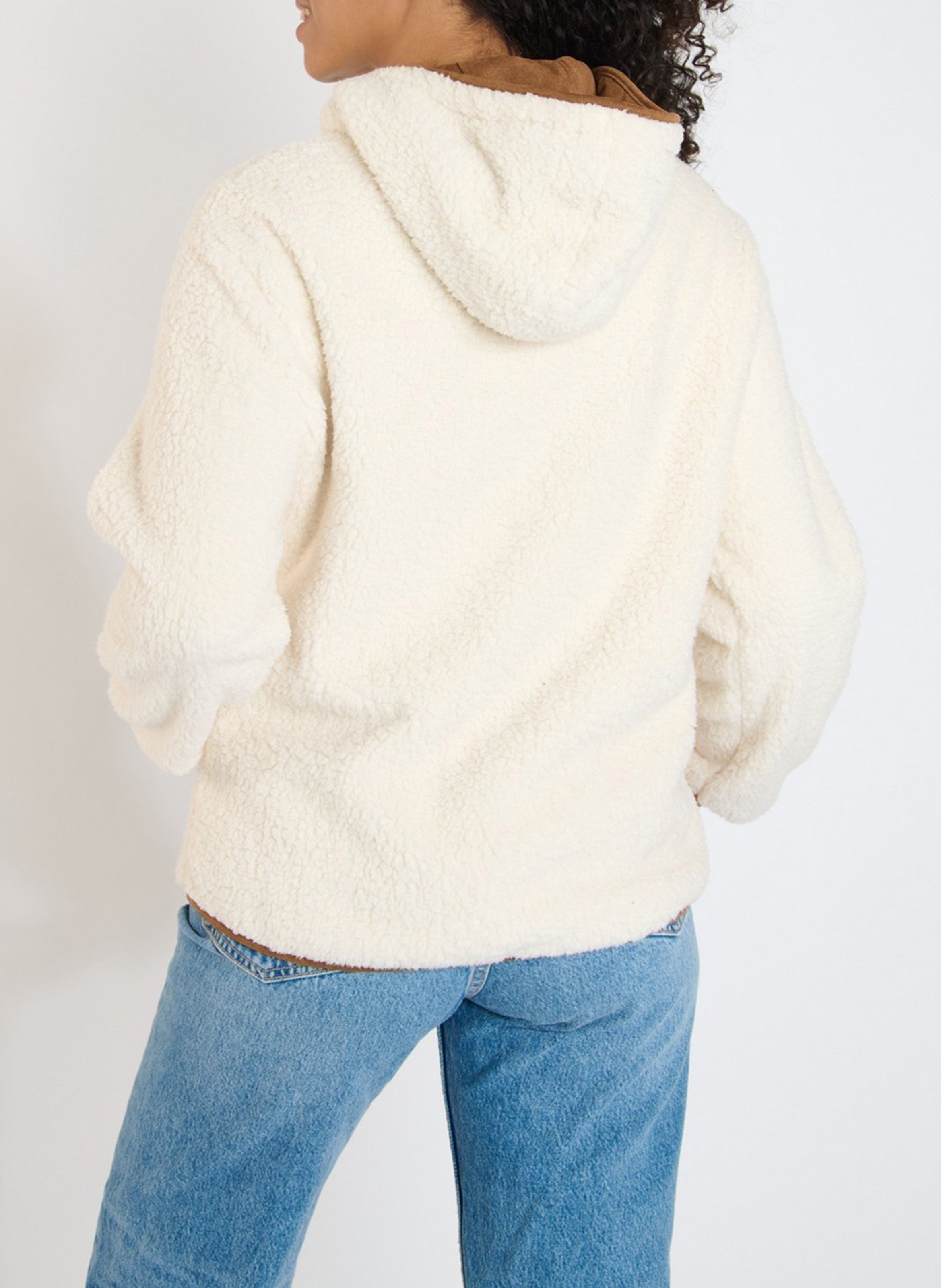 Straight hooded fleece BANANA MOON Beige