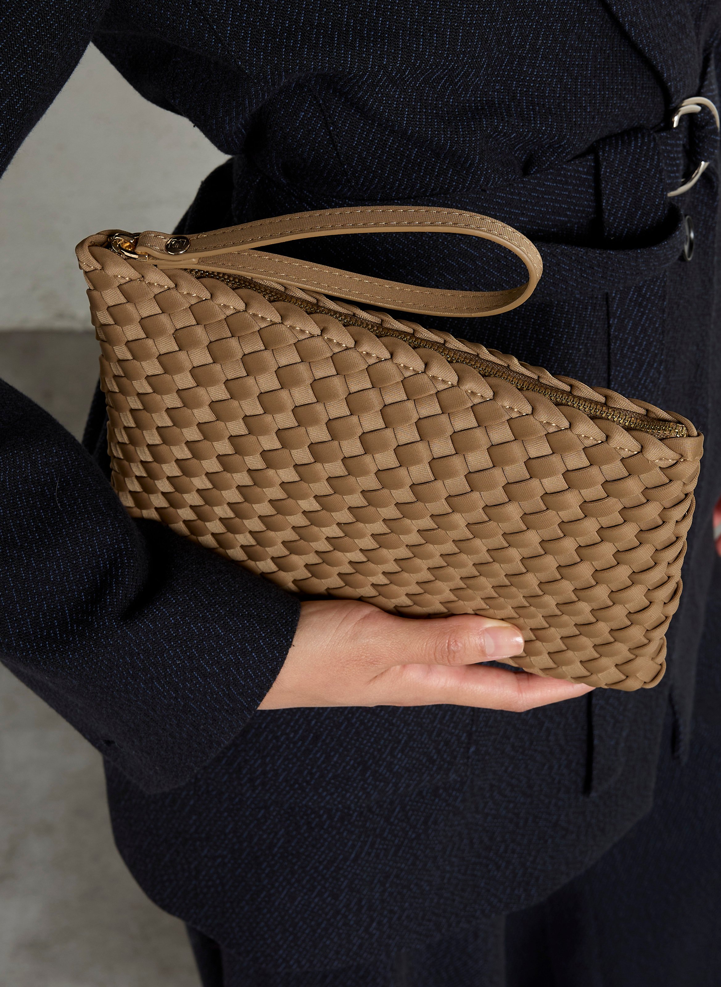 Astuccio con zip intrecciata MARREA Beige