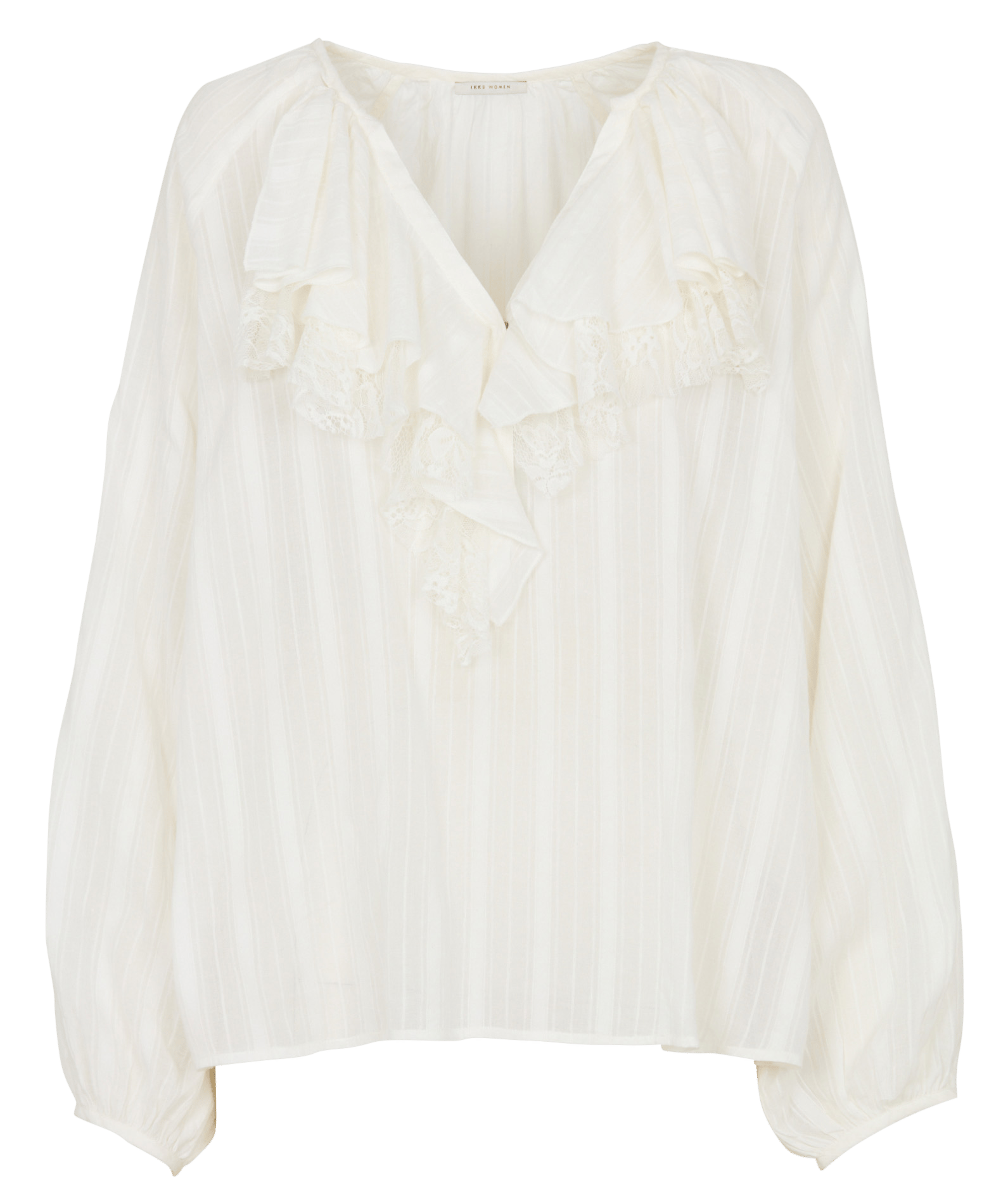 Flowy lace ruffle blouse IKKS White