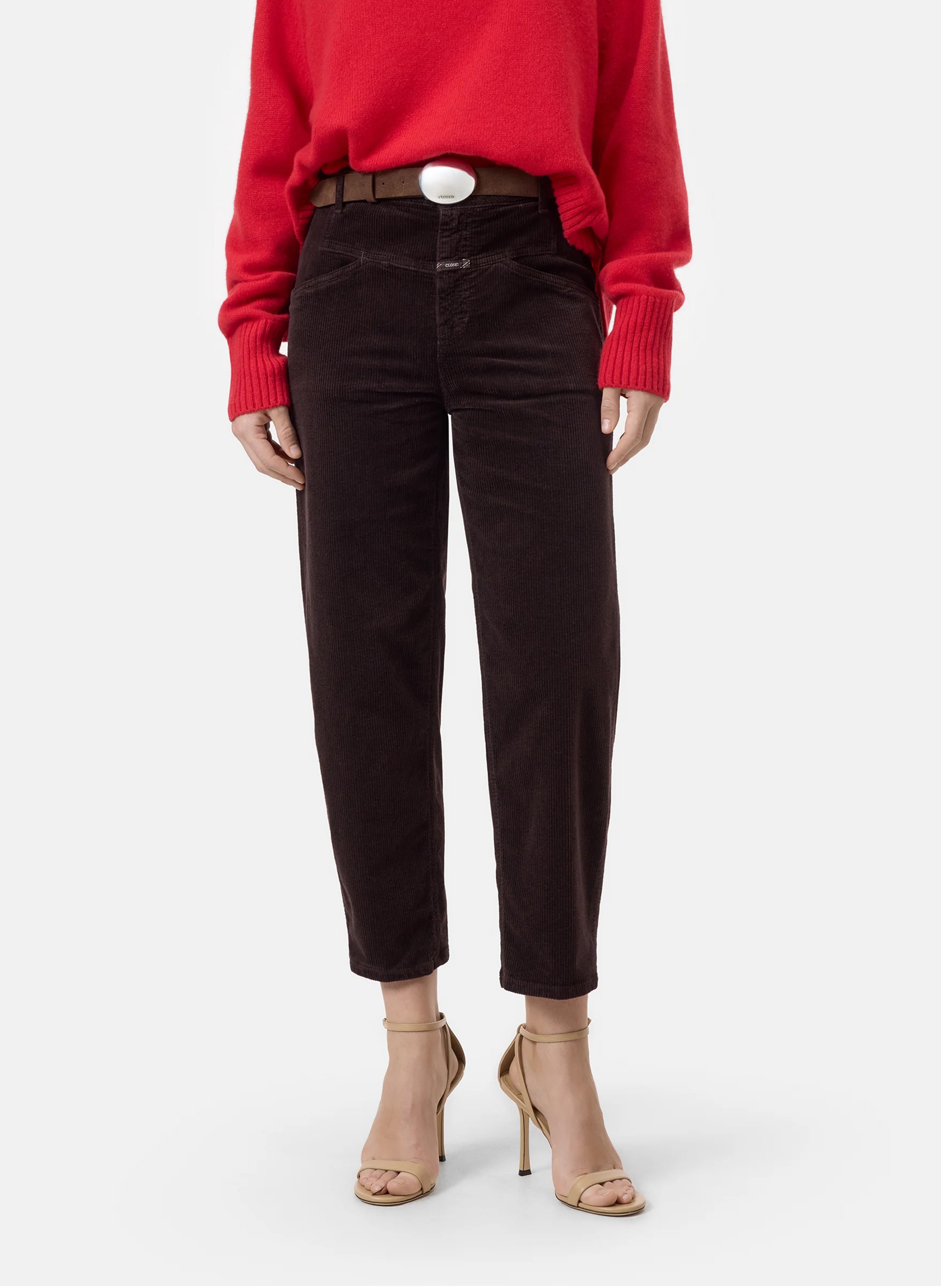 Cotton-blend wide cropped trousers CLOSED Purple