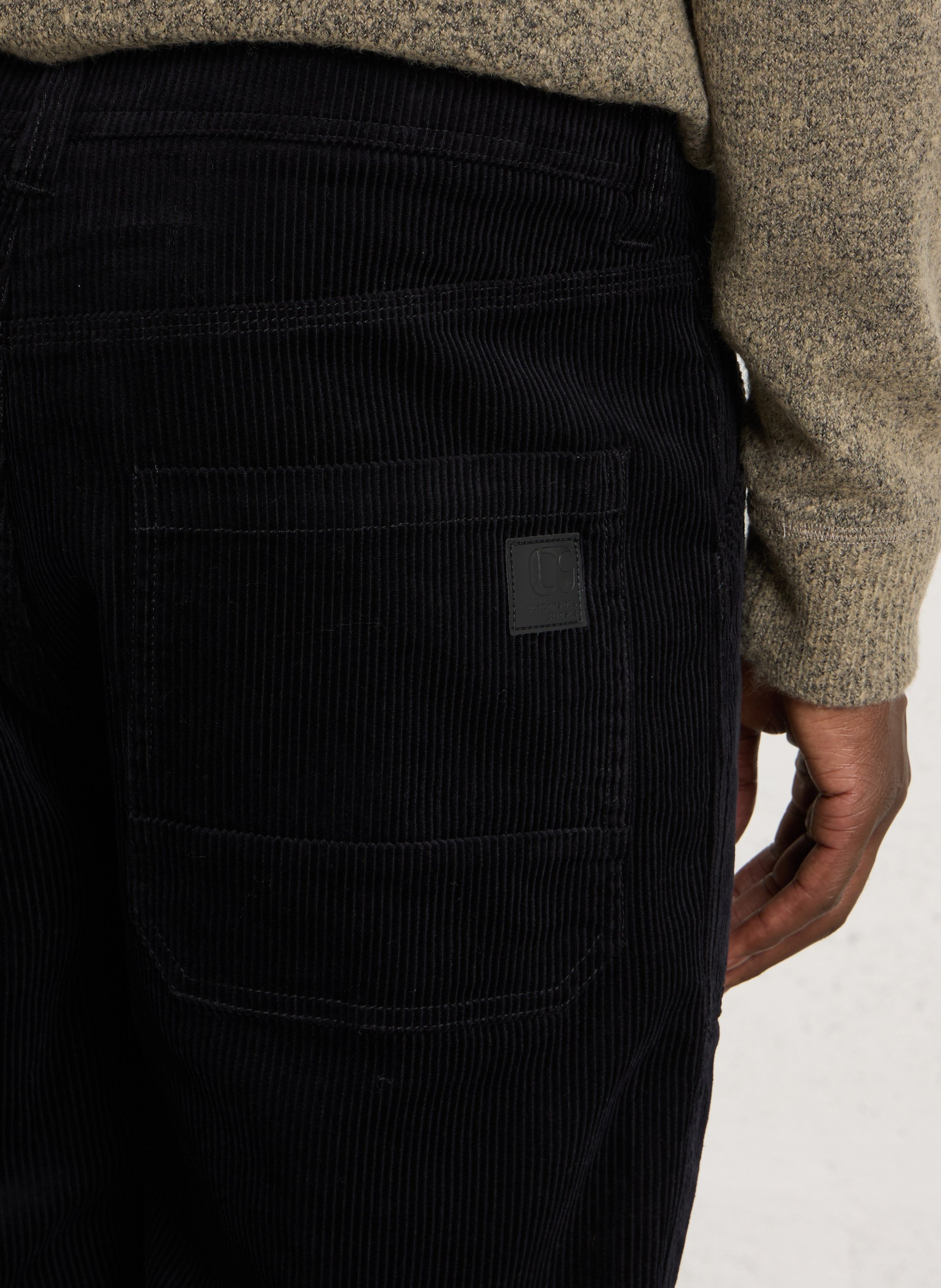 Straight-leg ribbed cotton pants LE TEMPS DES CERISES Blue