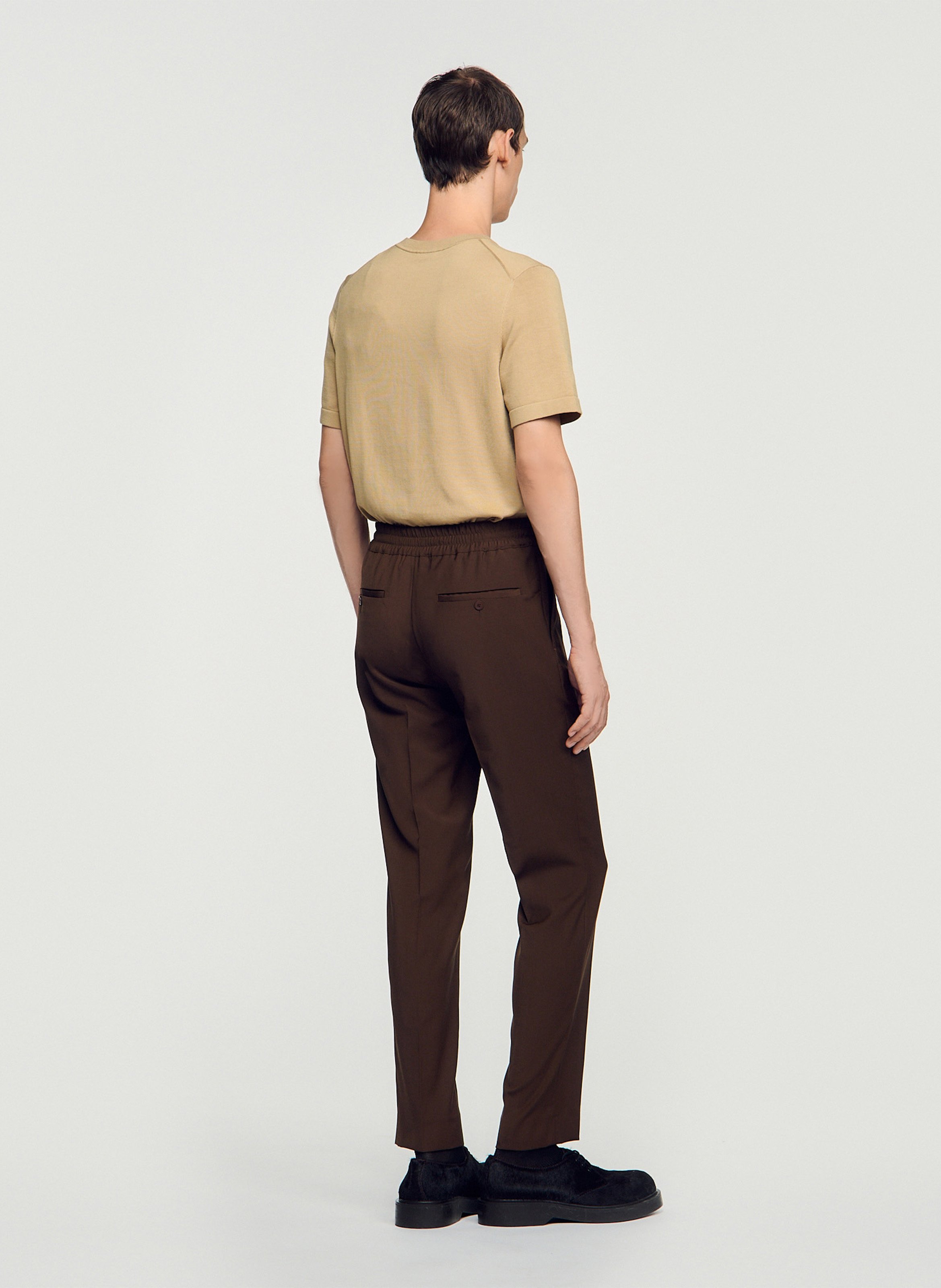 Pantalon droit en laine mélangée SANDRO Marron