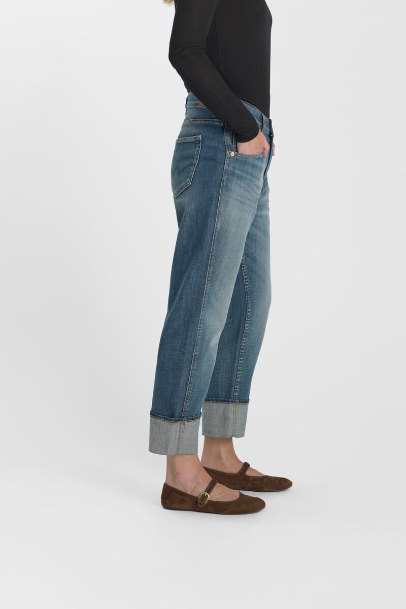 High-waisted loose-fit zip jeans LE TEMPS DES CERISES Blue