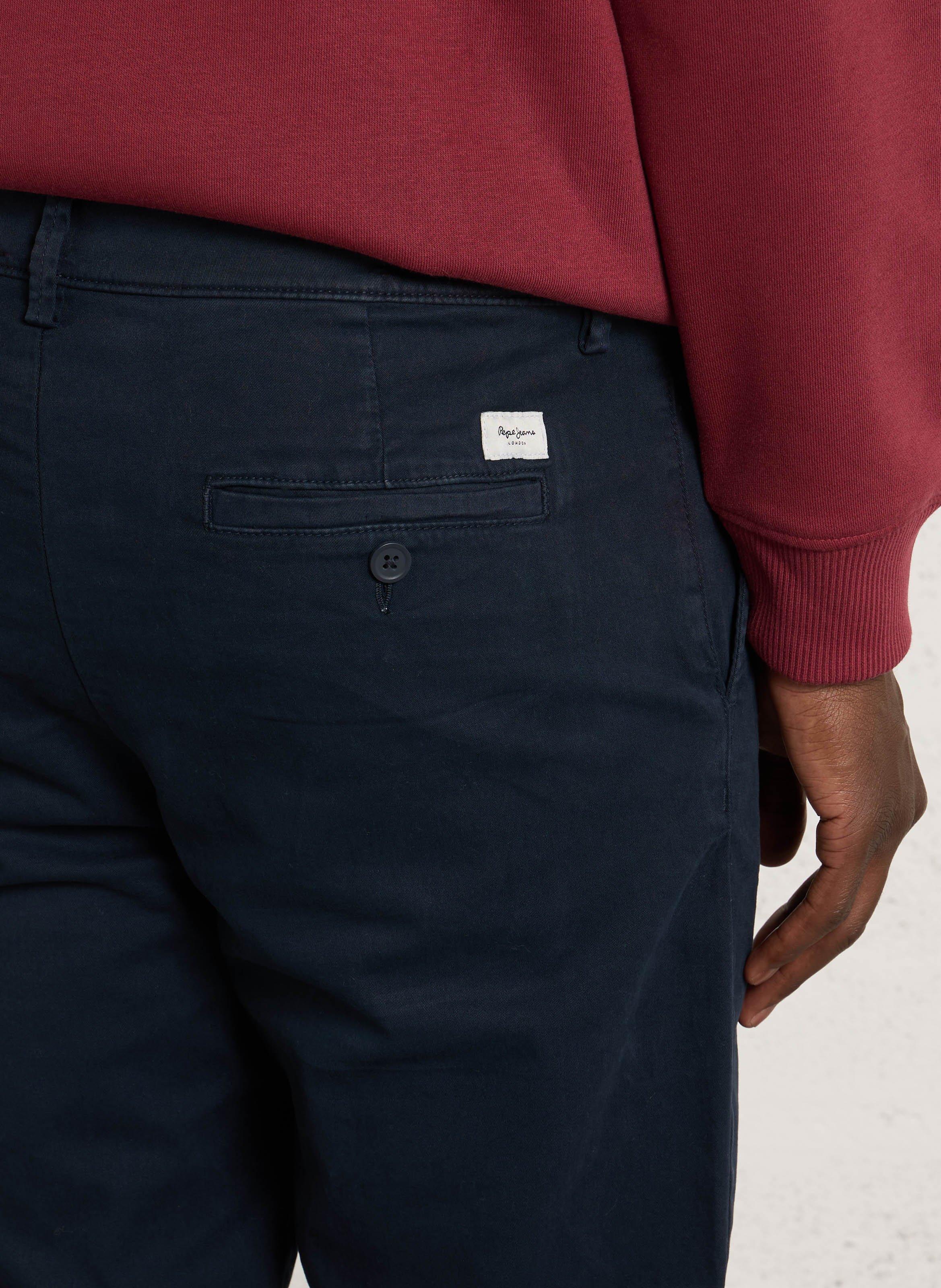 Pantalon chino en coton mélangé PEPE JEANS Bleu