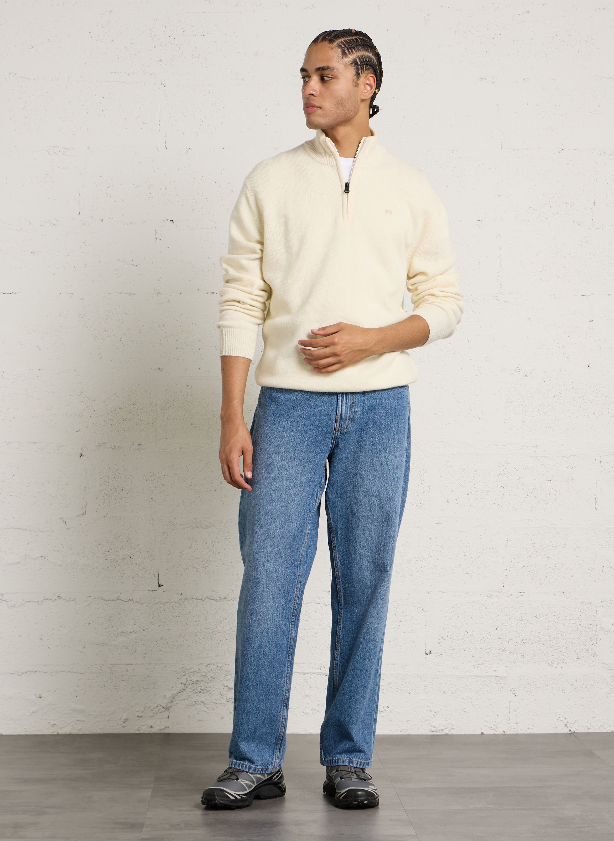 Pull droit en laine mélangée NAPAPIJRI Beige