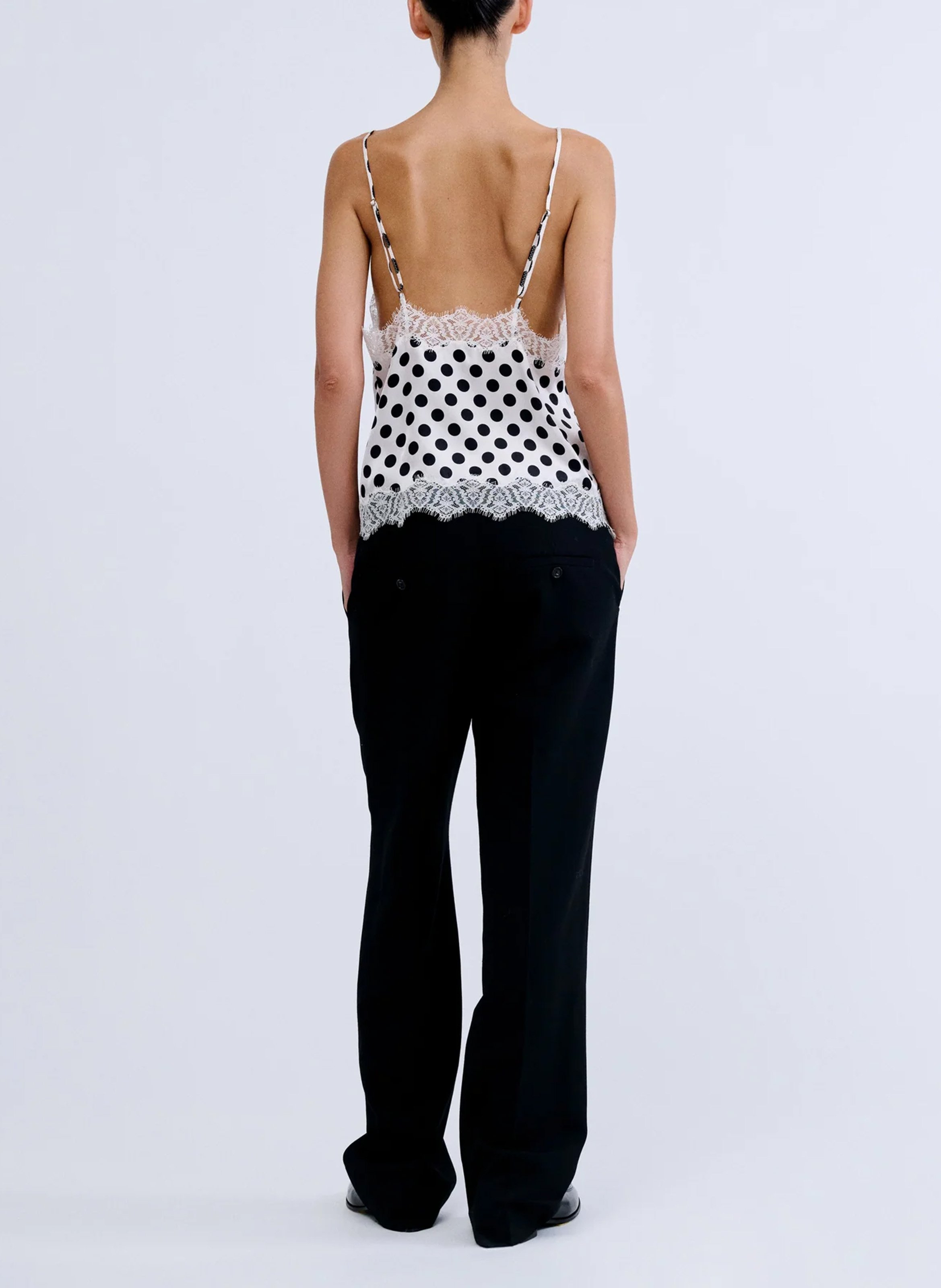 Polka-dot silk V-neck camisole LOVE STORIES White