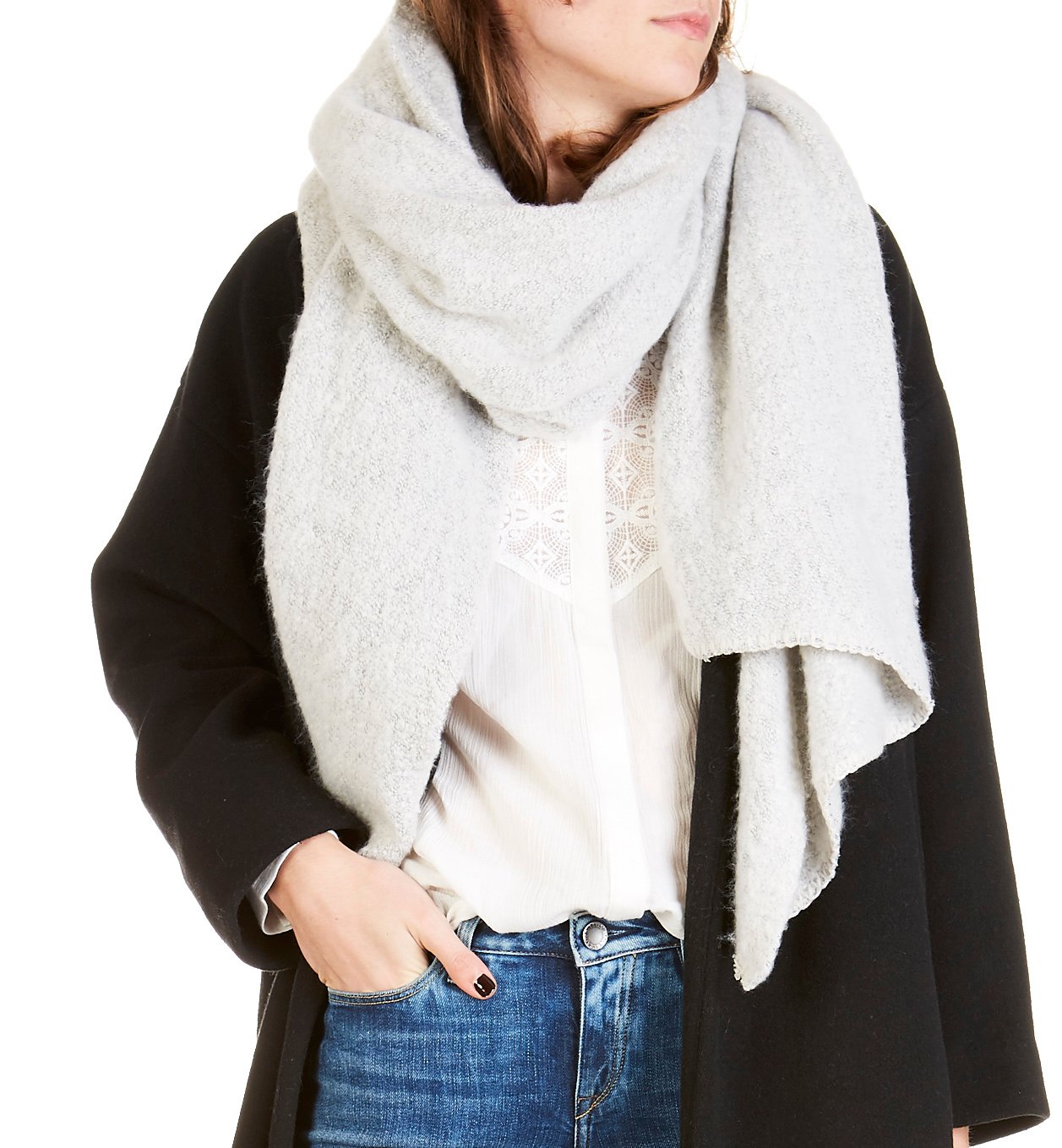 Chenille knit scarf PIECES Grey