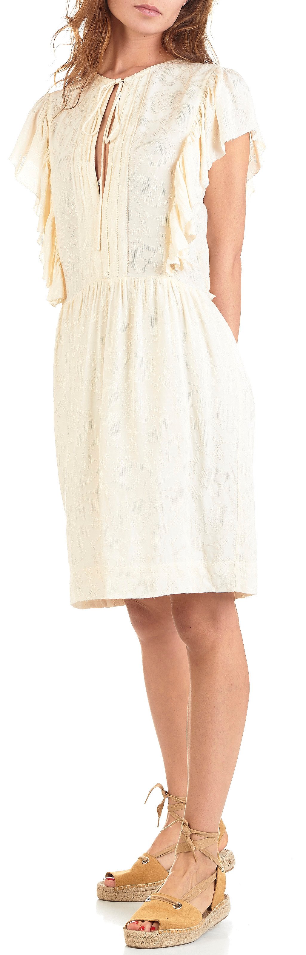 Robe courte décolletée en jacquard SWILDENS Beige