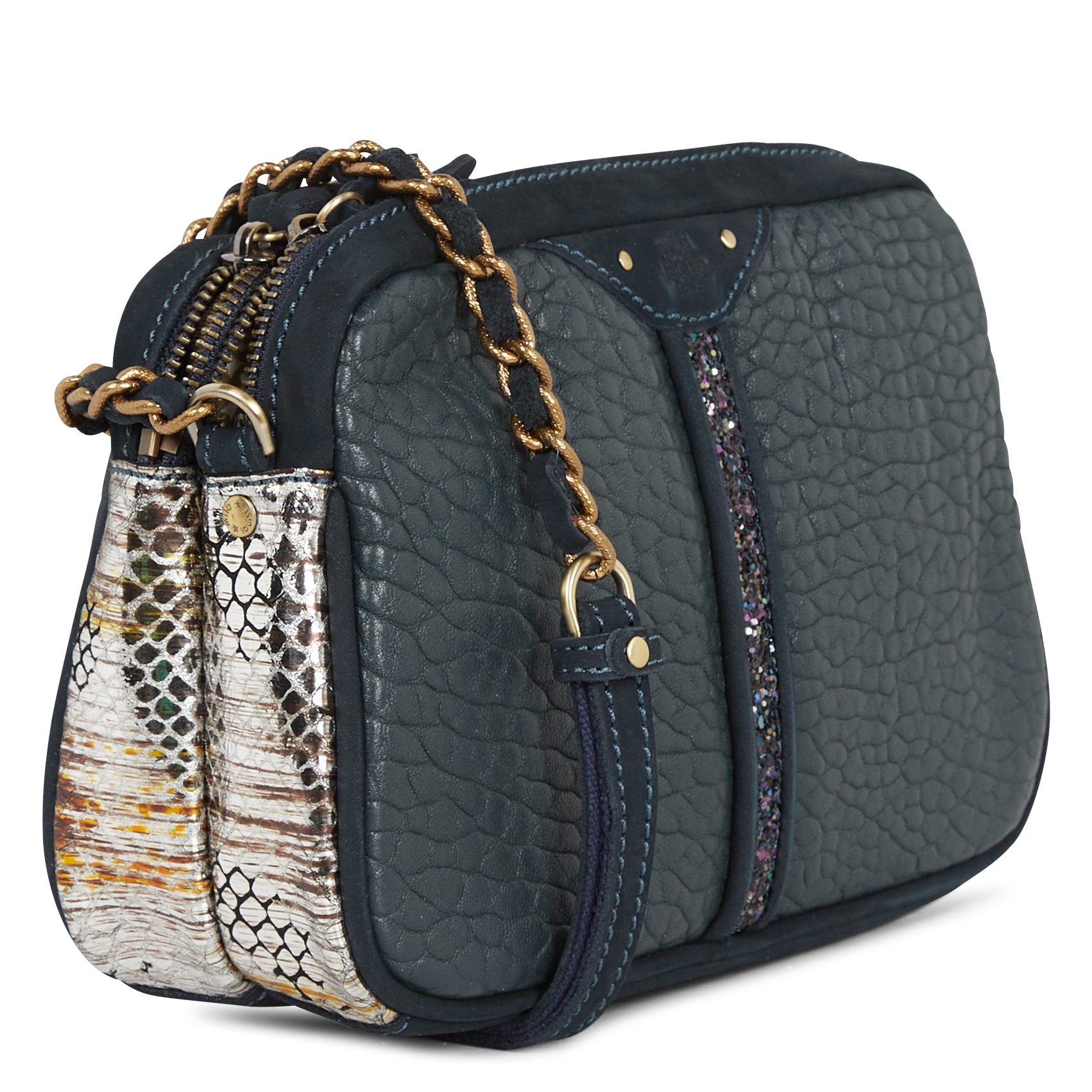 Sac bandoulière en cuir MILA LOUISE Bleu