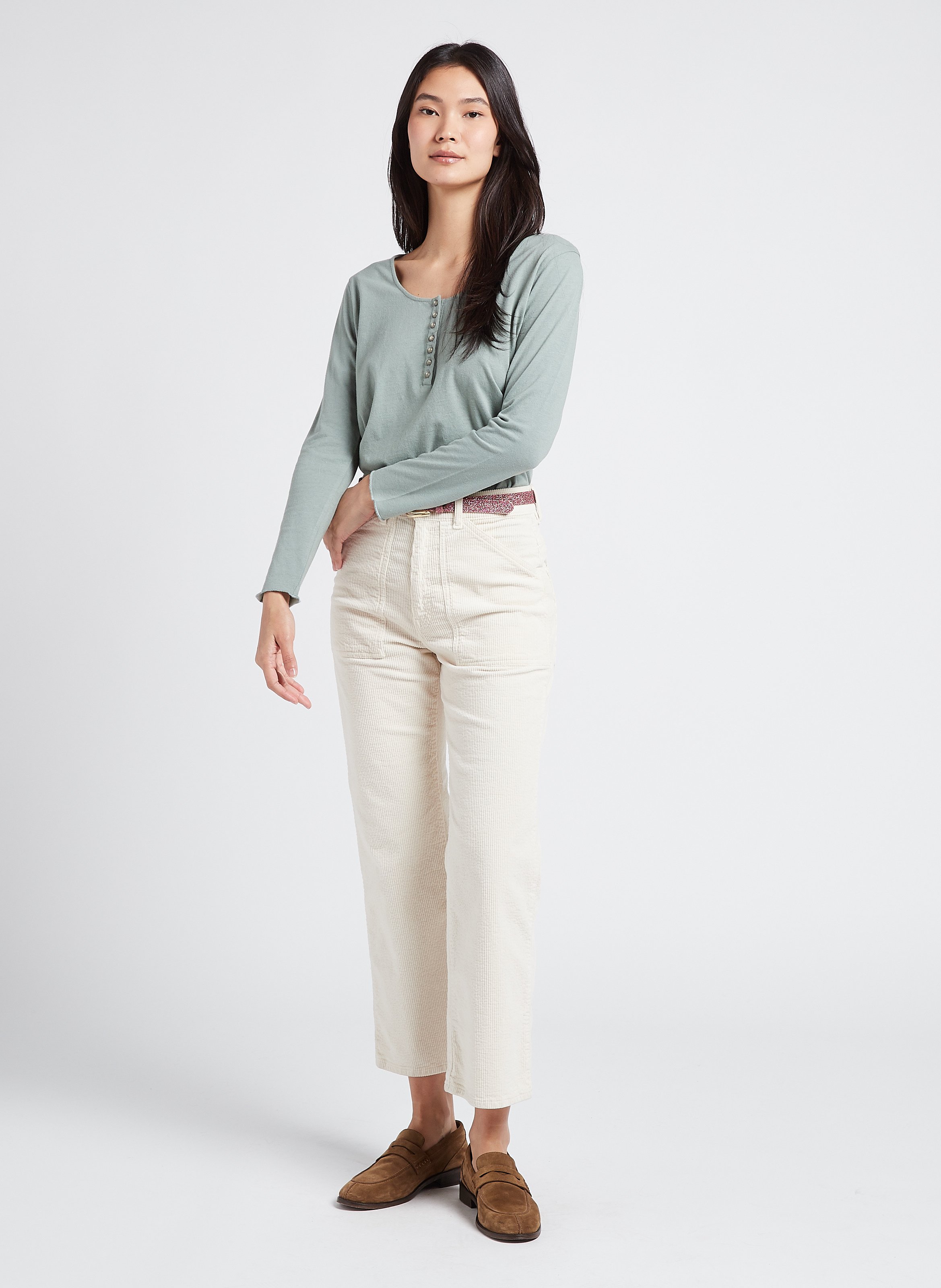 Wide-leg cotton pants with high waist ACQUAVERDE White