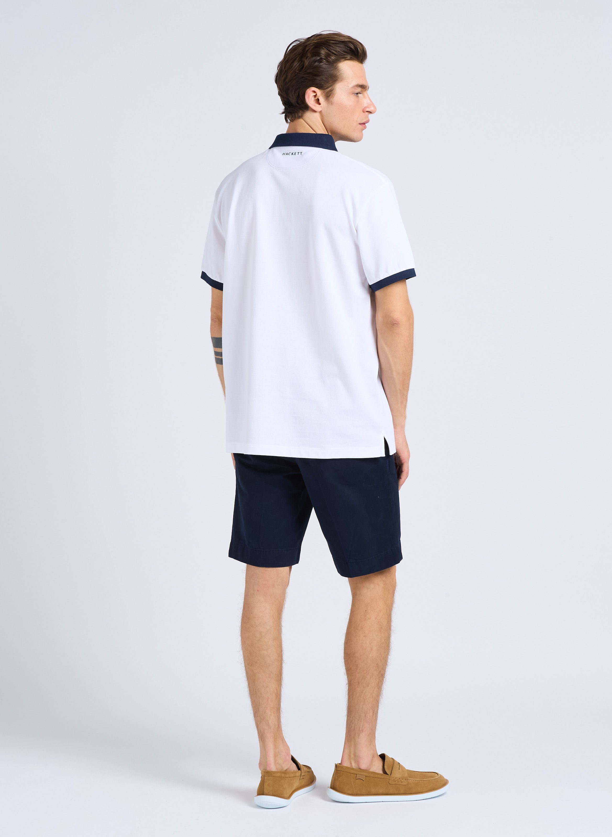 Straight-leg hem-effect cotton shorts HACKETT Blue