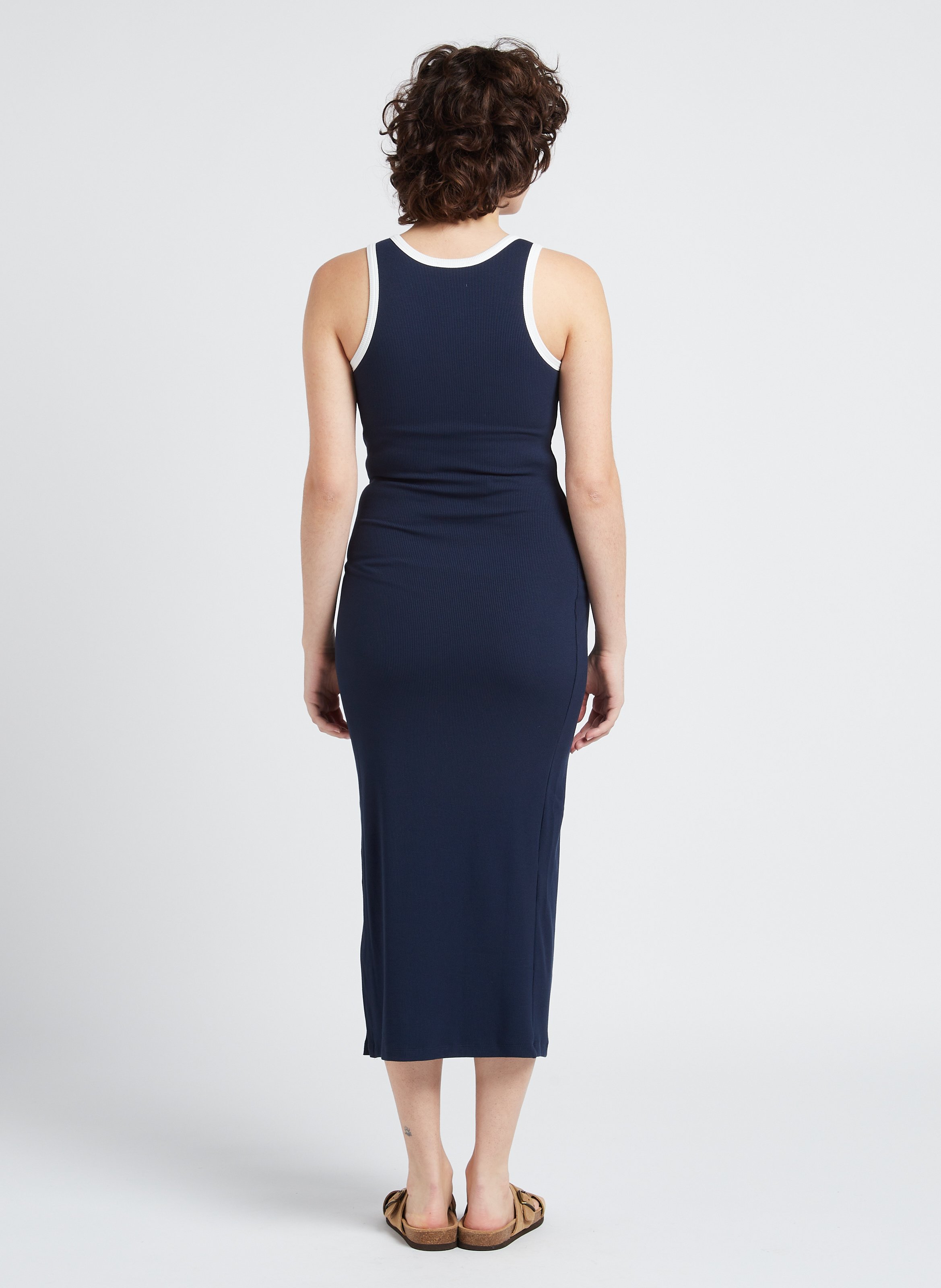 Fitted midi dress with round neckline SERAPHINE Blue