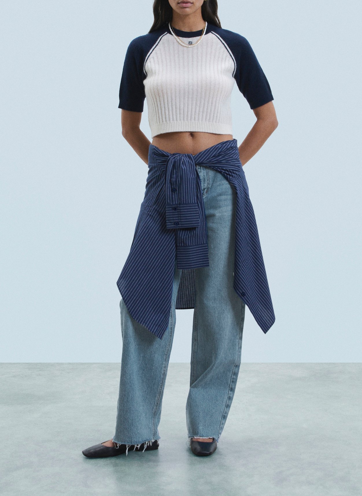 Short-sleeved cashmere cropped sweater FROM FUTURE Beige