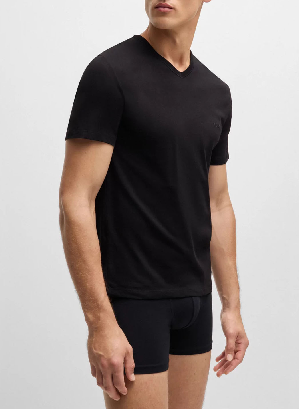 Pack of 3 cotton embroidered V-neck T-shirts BOSS Blue