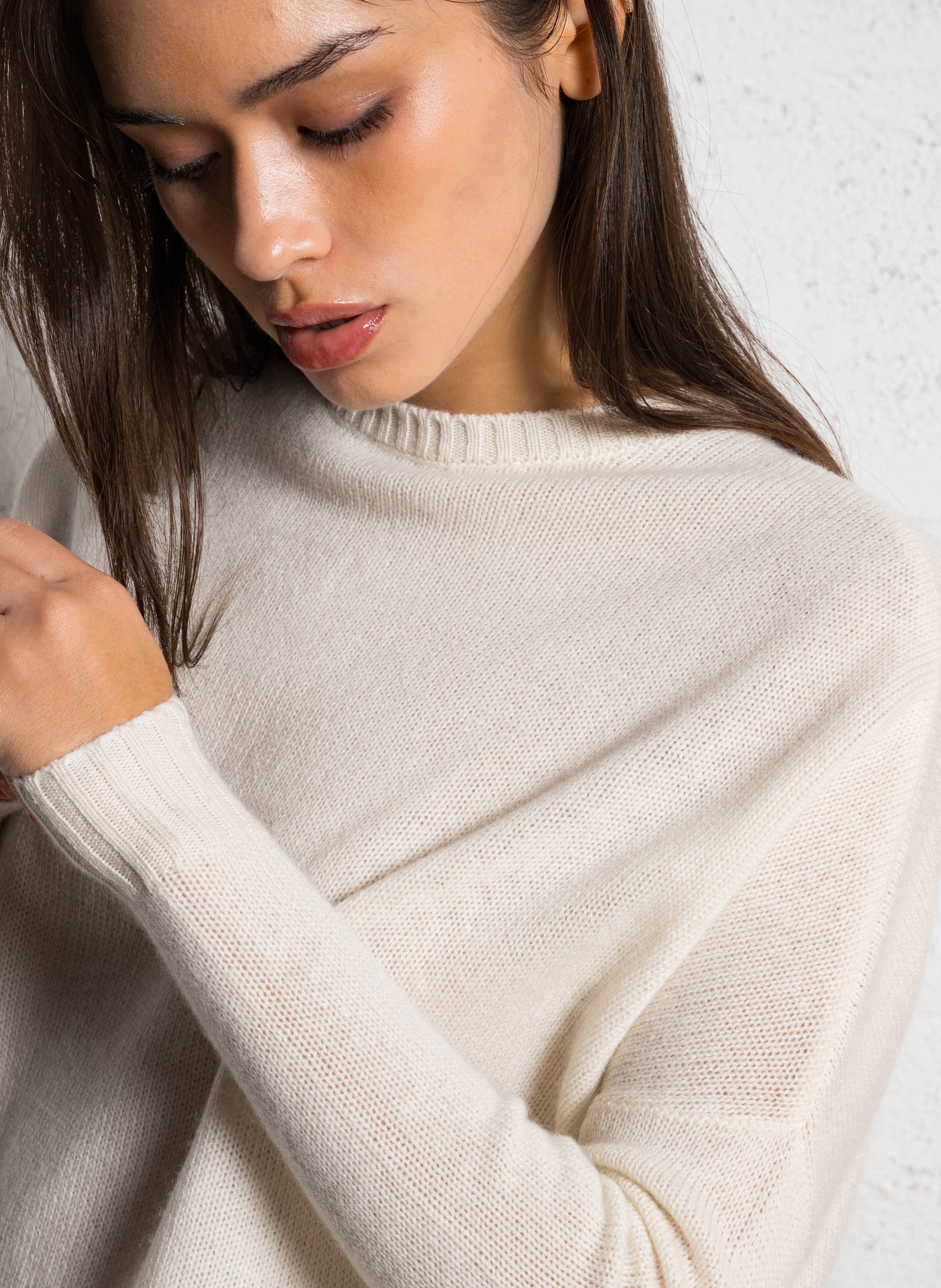 Pull col rond oversize en cachemire KUJTEN Blanc