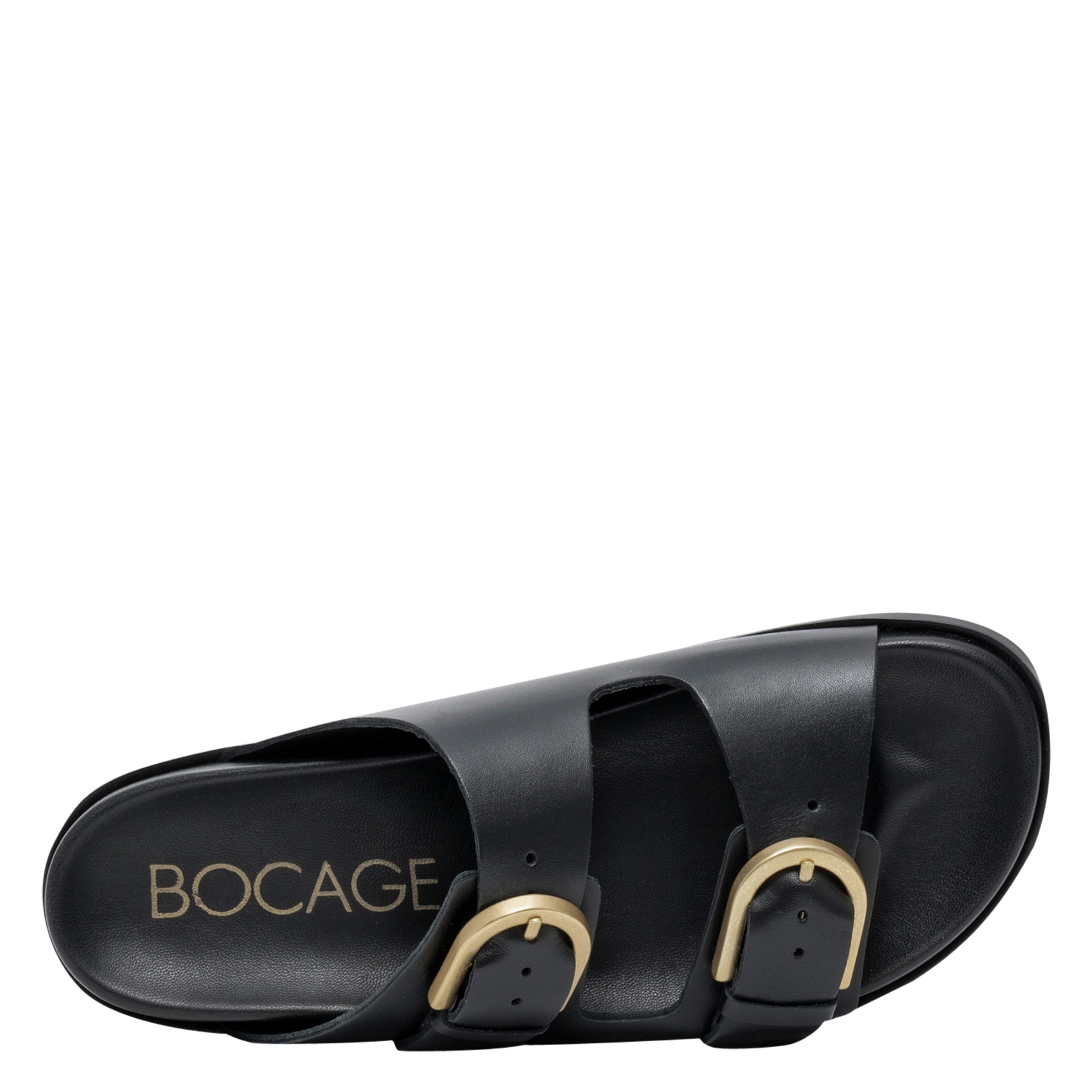 Flache Kalbsleder-Sandalen BOCAGE Schwarz