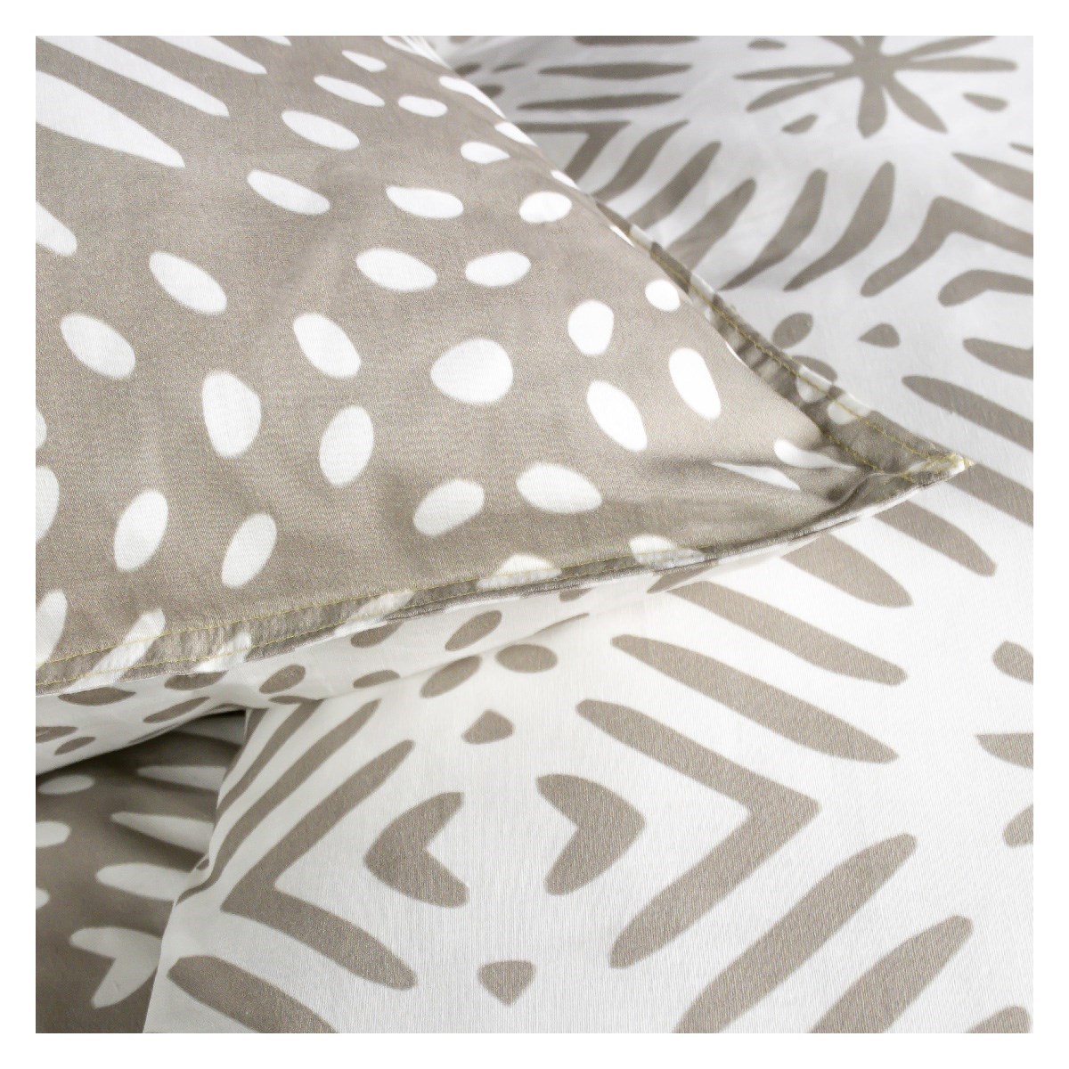Printed cotton bedding set TODAY LINGE DE MAISON Beige