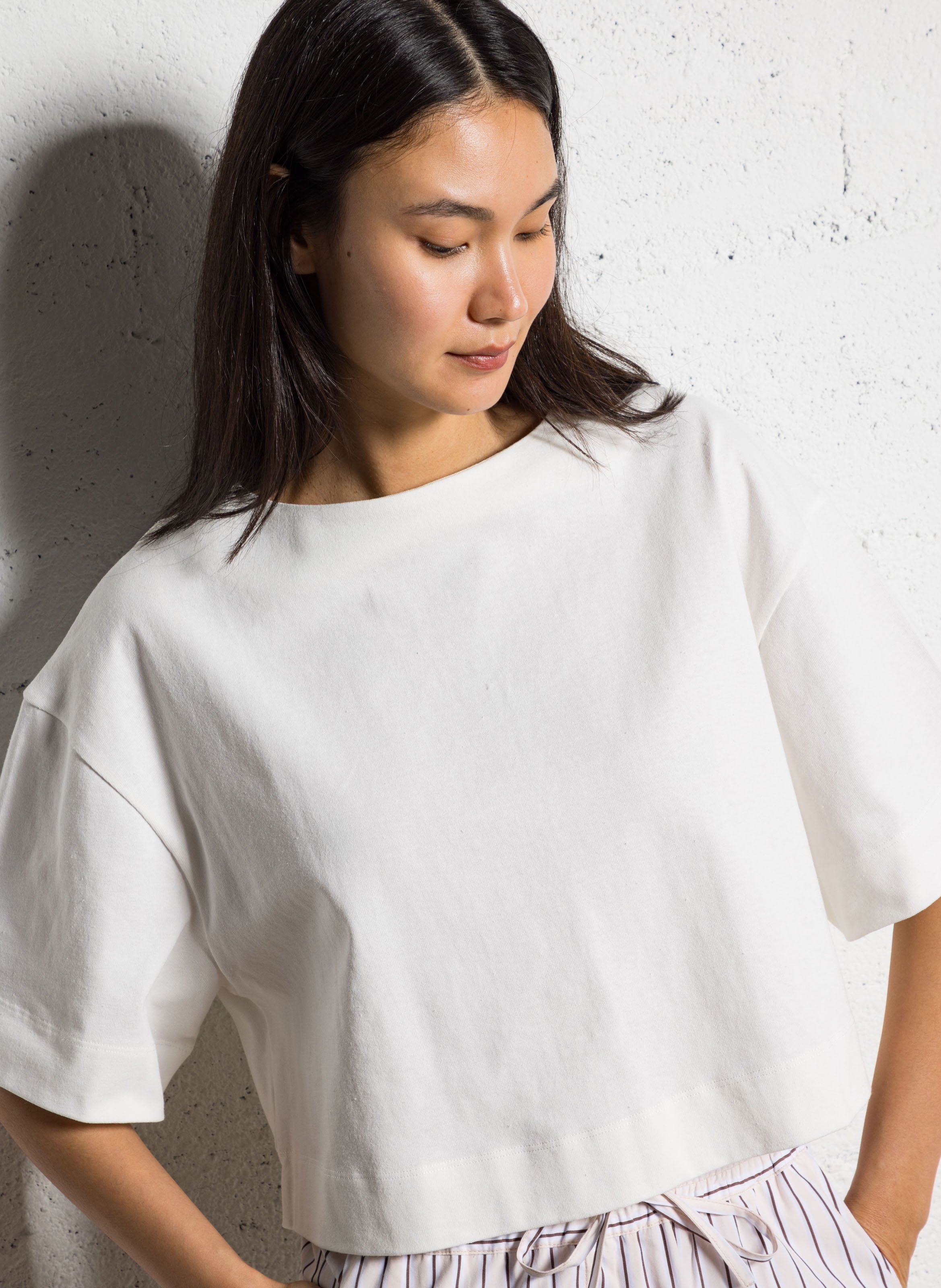 Tee-shirt col bateau en coton bio SOEUR Beige