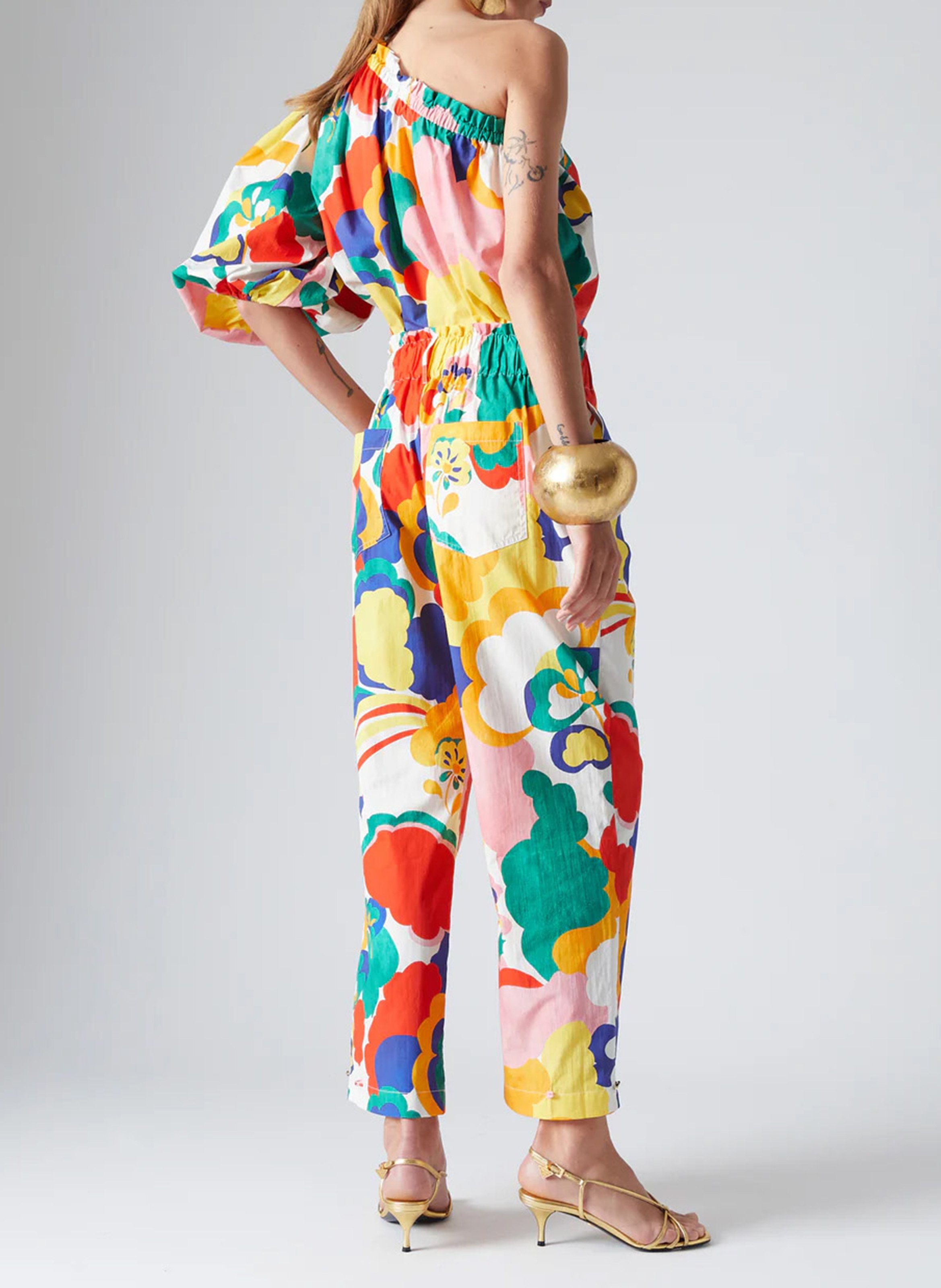 One-shoulder top with elastic neckline THE LABEL EDITION Multicolored