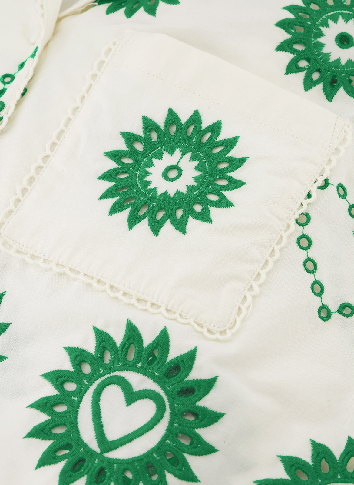 Chemise oversize en coton bio brodé FABIENNE CHAPOT Blanc