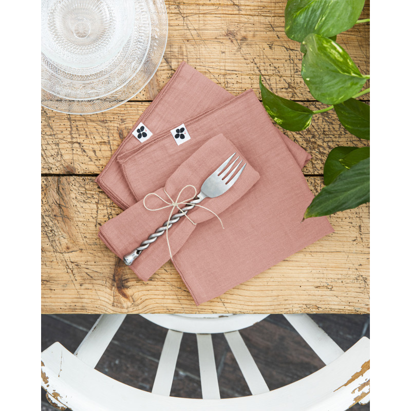 Set of 2 cotton muslin hand towels  Rose pêche