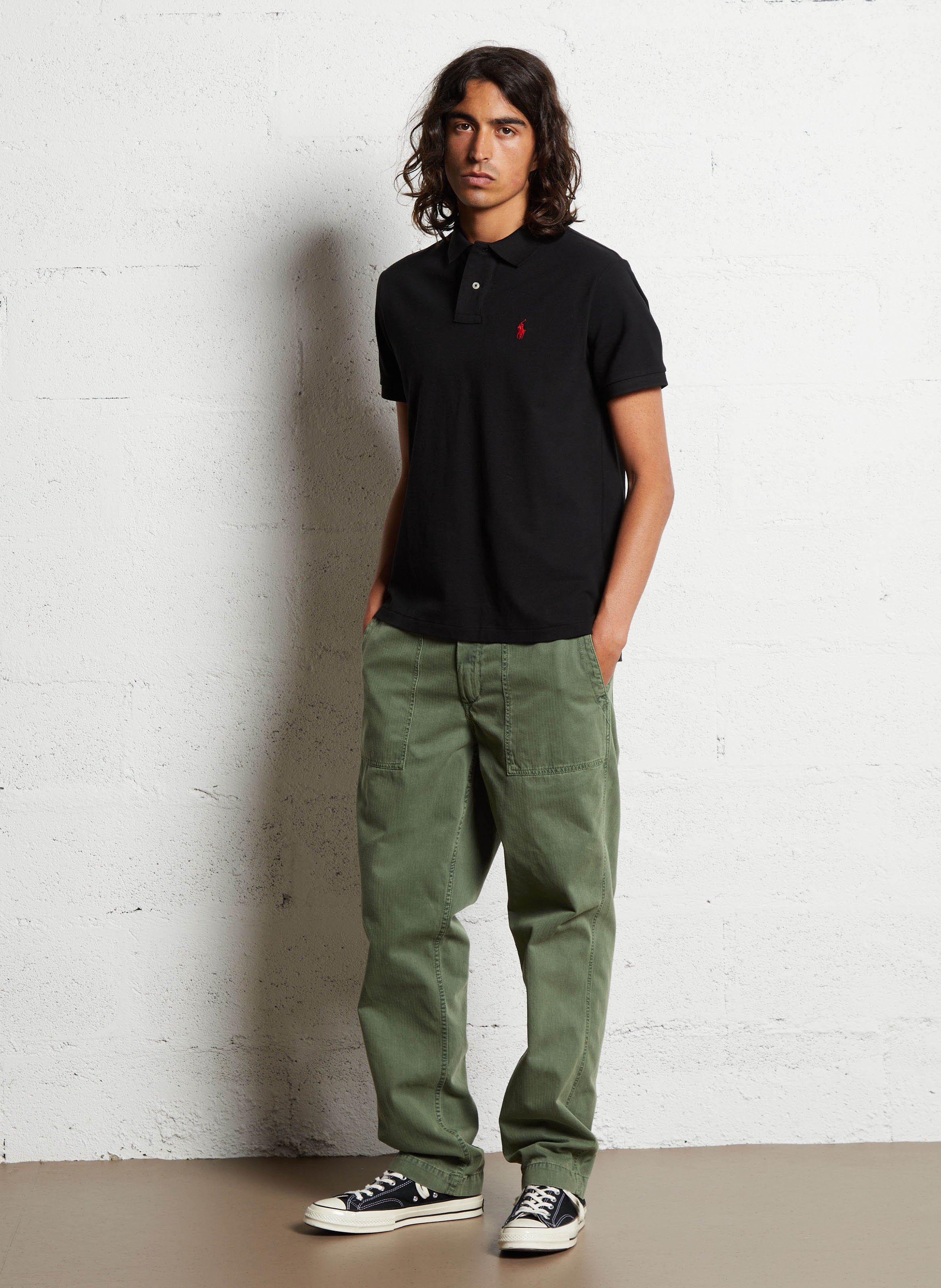 Short-sleeved cotton piqué polo shirt POLO RALPH LAUREN Black