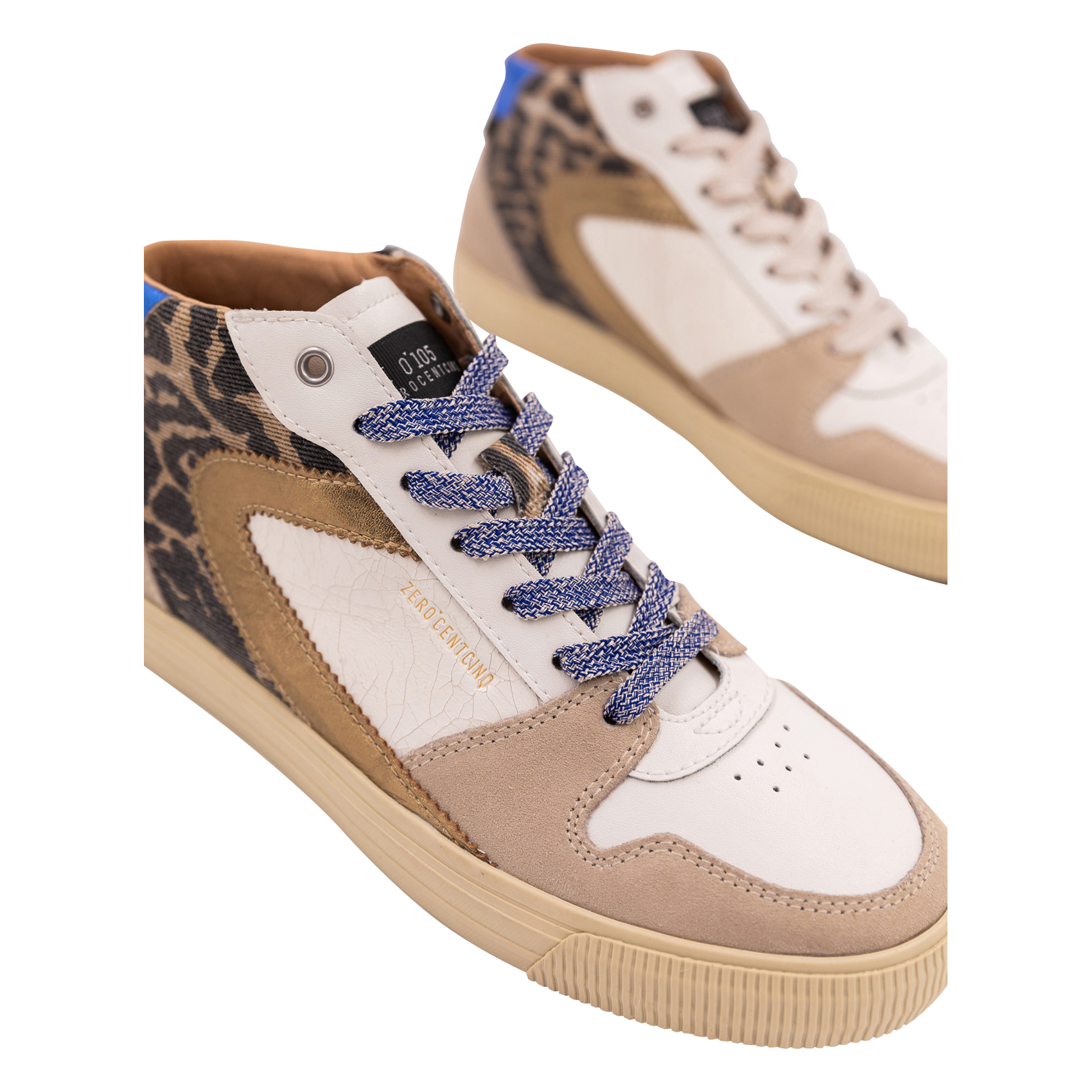 Hohe Sneaker aus gemischtem Leder 0&#039;105 Weiss