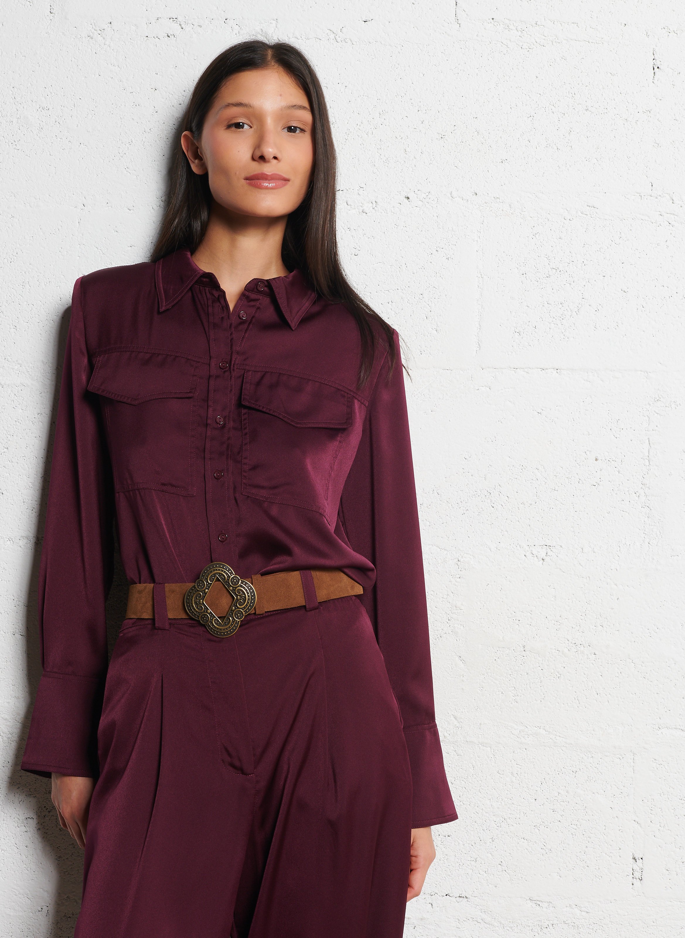 Chemise droite satinée BA&SH Prune