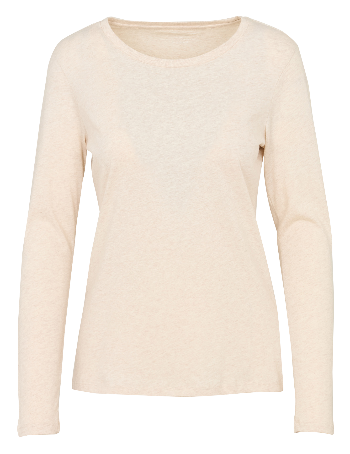 Long-sleeved round-neck cotton T-shirt  Ivoire chine