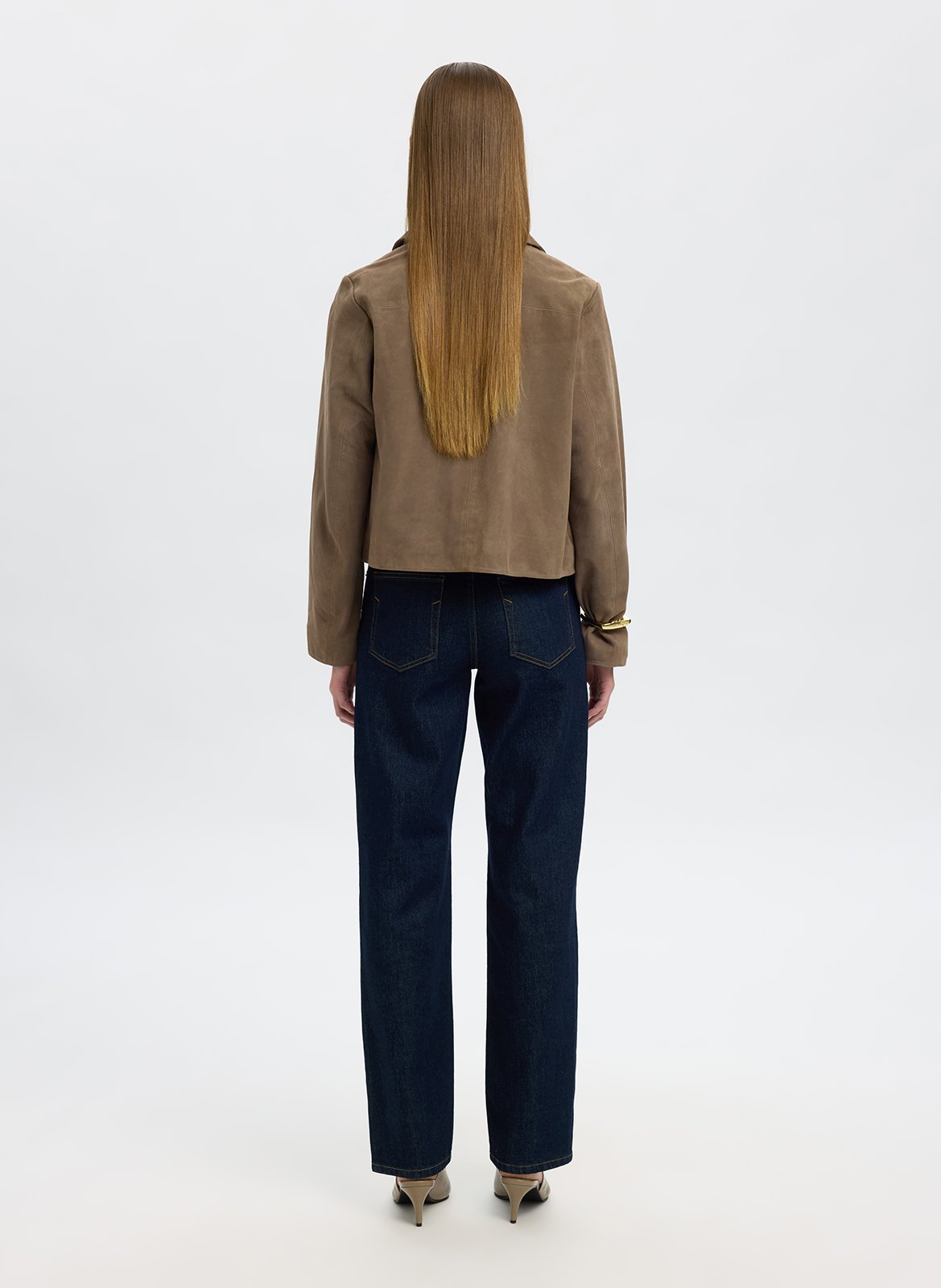 Lambskin leather jacket with classic collar SELECTED Grey