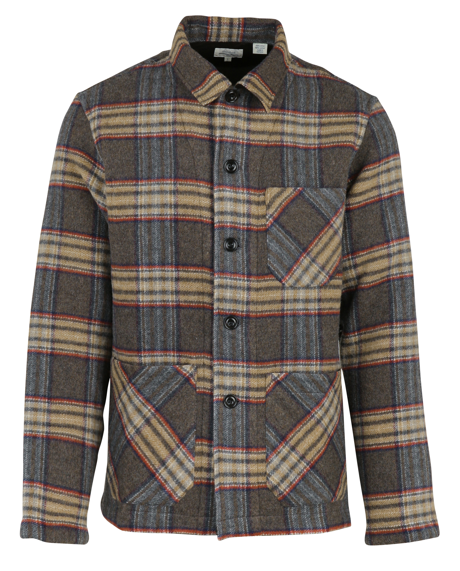 Karierte Wollmischungsknopfmantel HARTFORD Beige