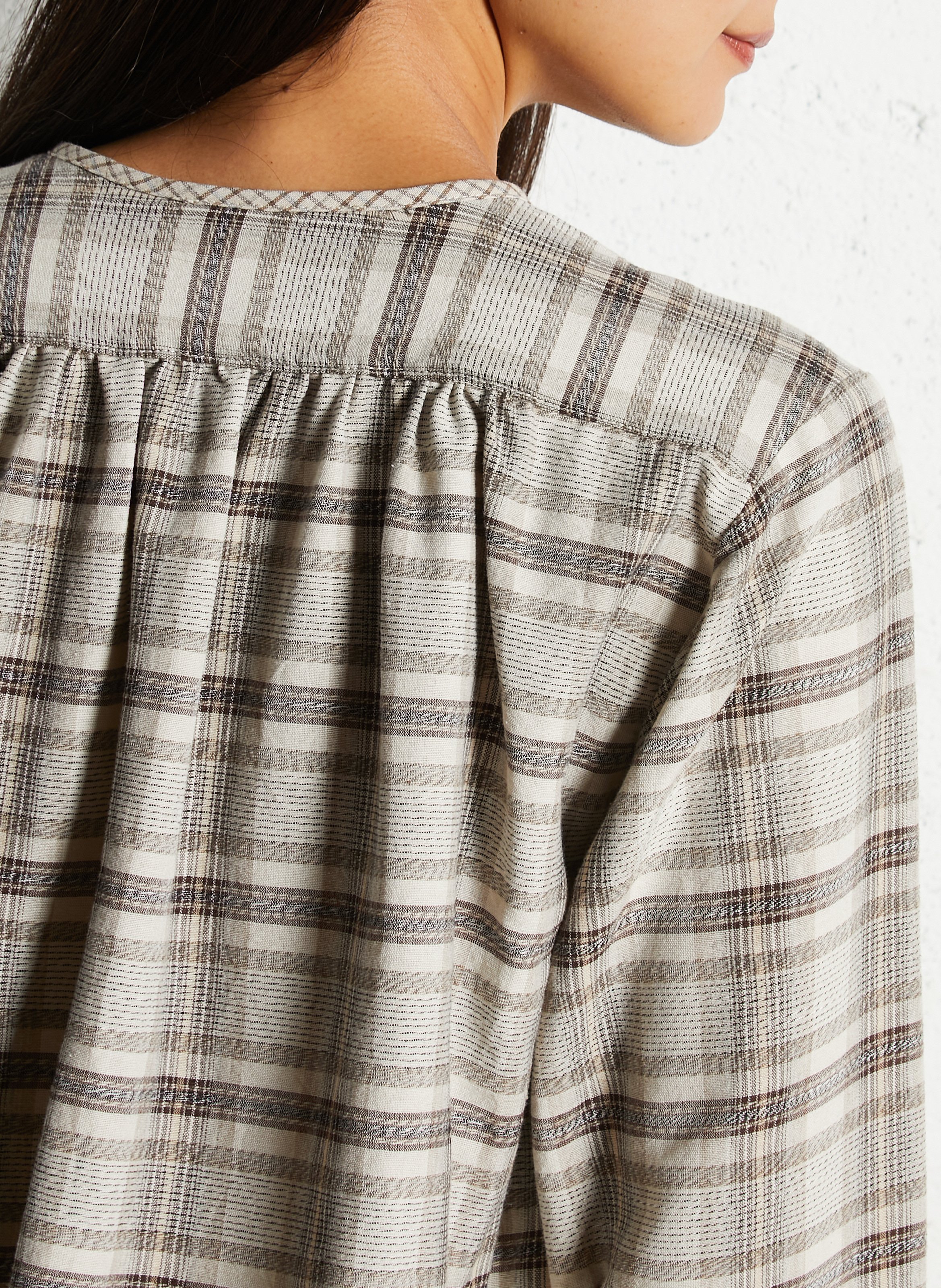 Oversized striped shirt with ruffles HOD PARIS Beige