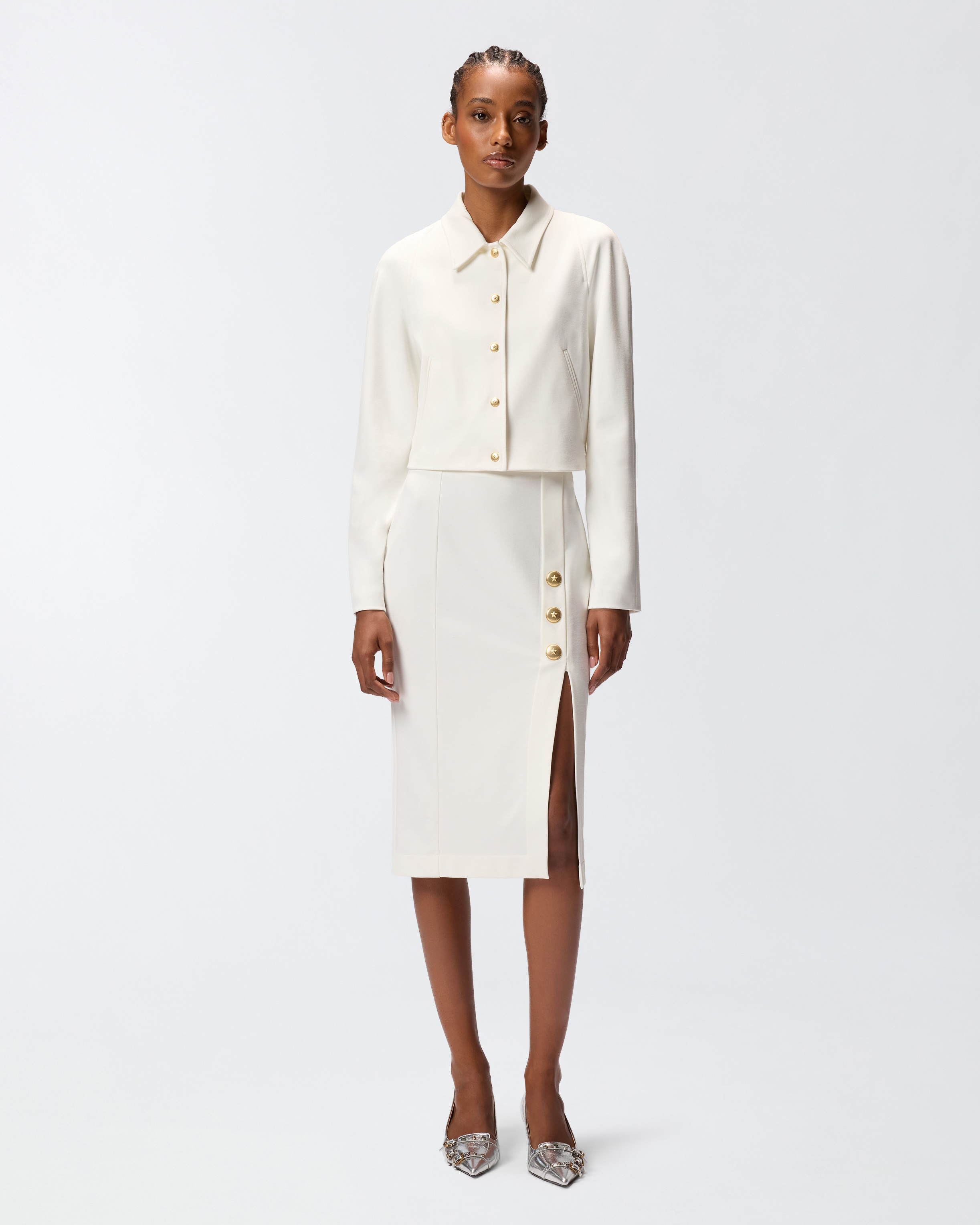 Pencil skirt in Roma knit fabric PINKO White