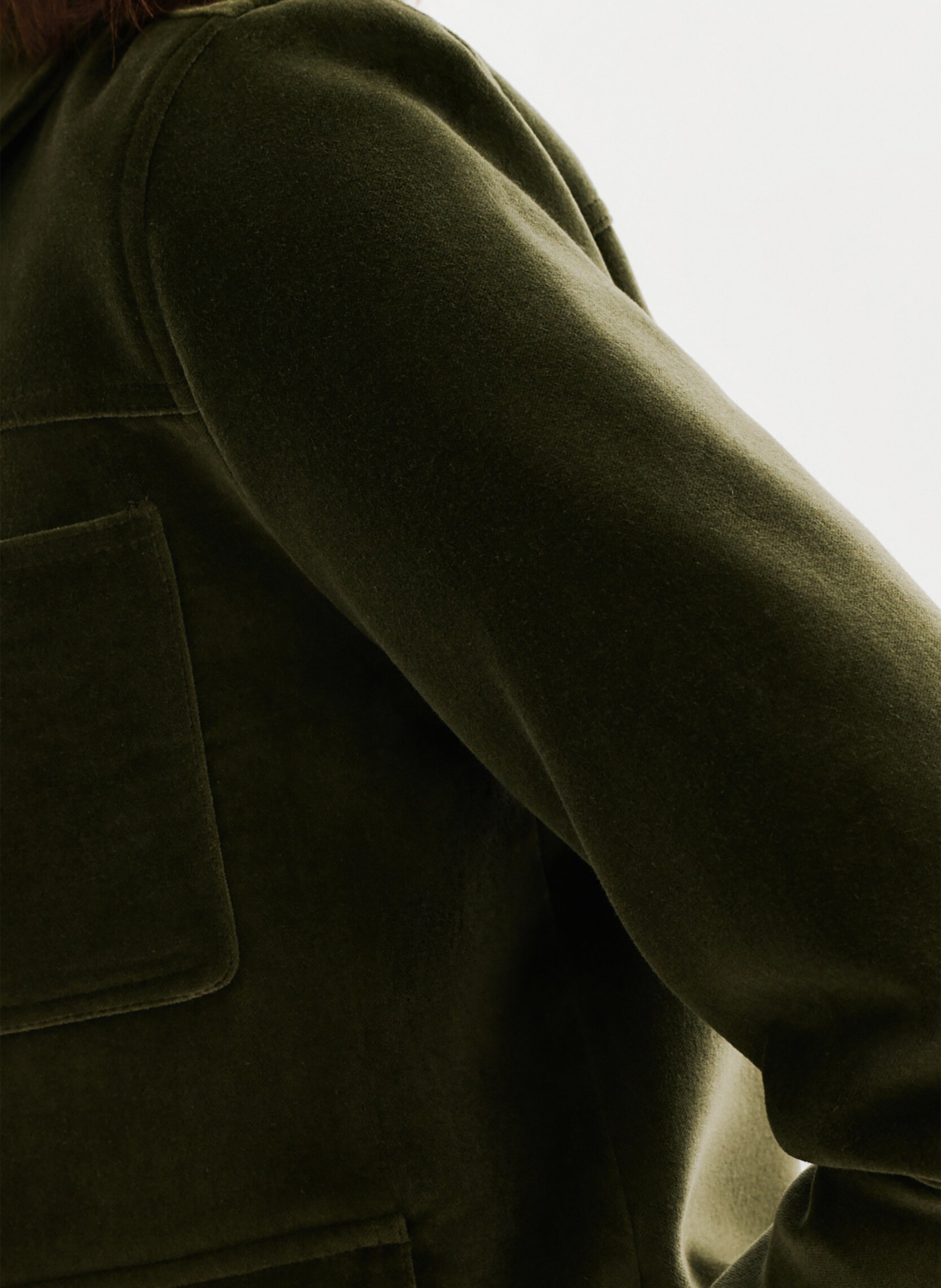 Straight cotton jacket with classic collar CAROLL Green