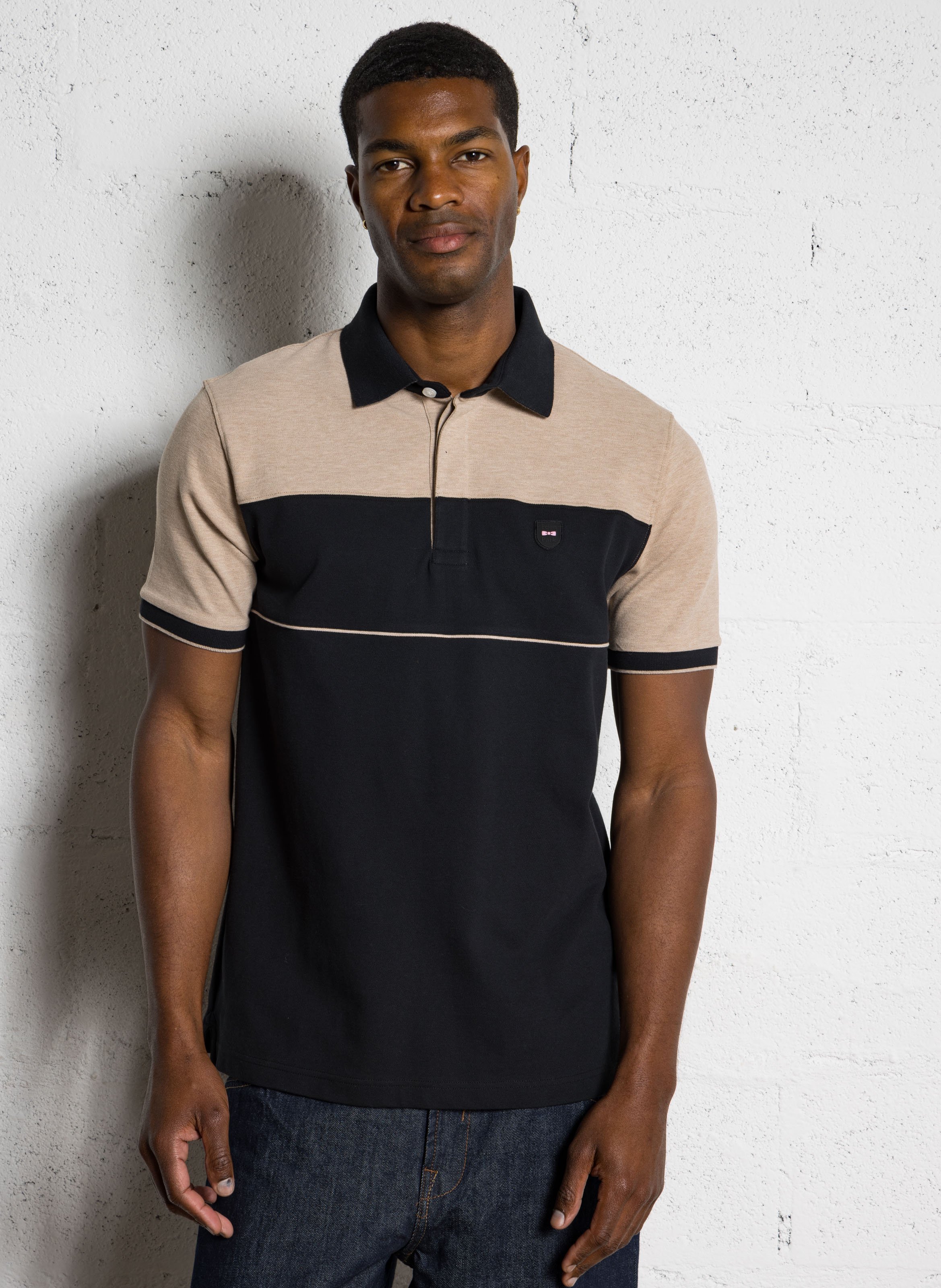 Polo droit en coton mélangé EDEN PARK Noir