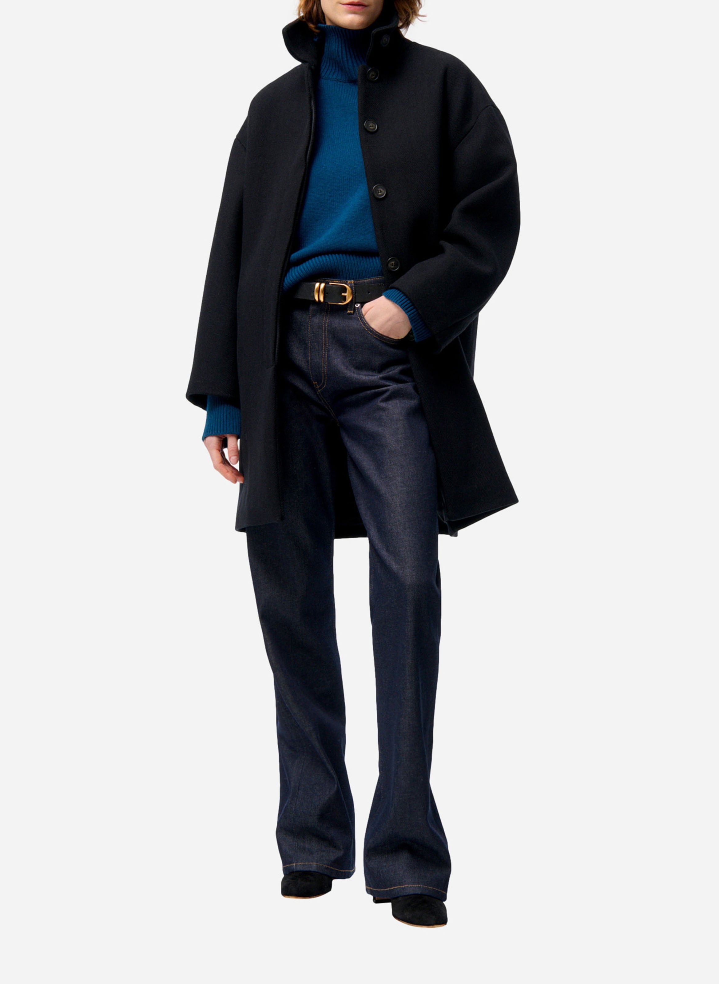 Straight wool coat with high neck VANESSA BRUNO Black