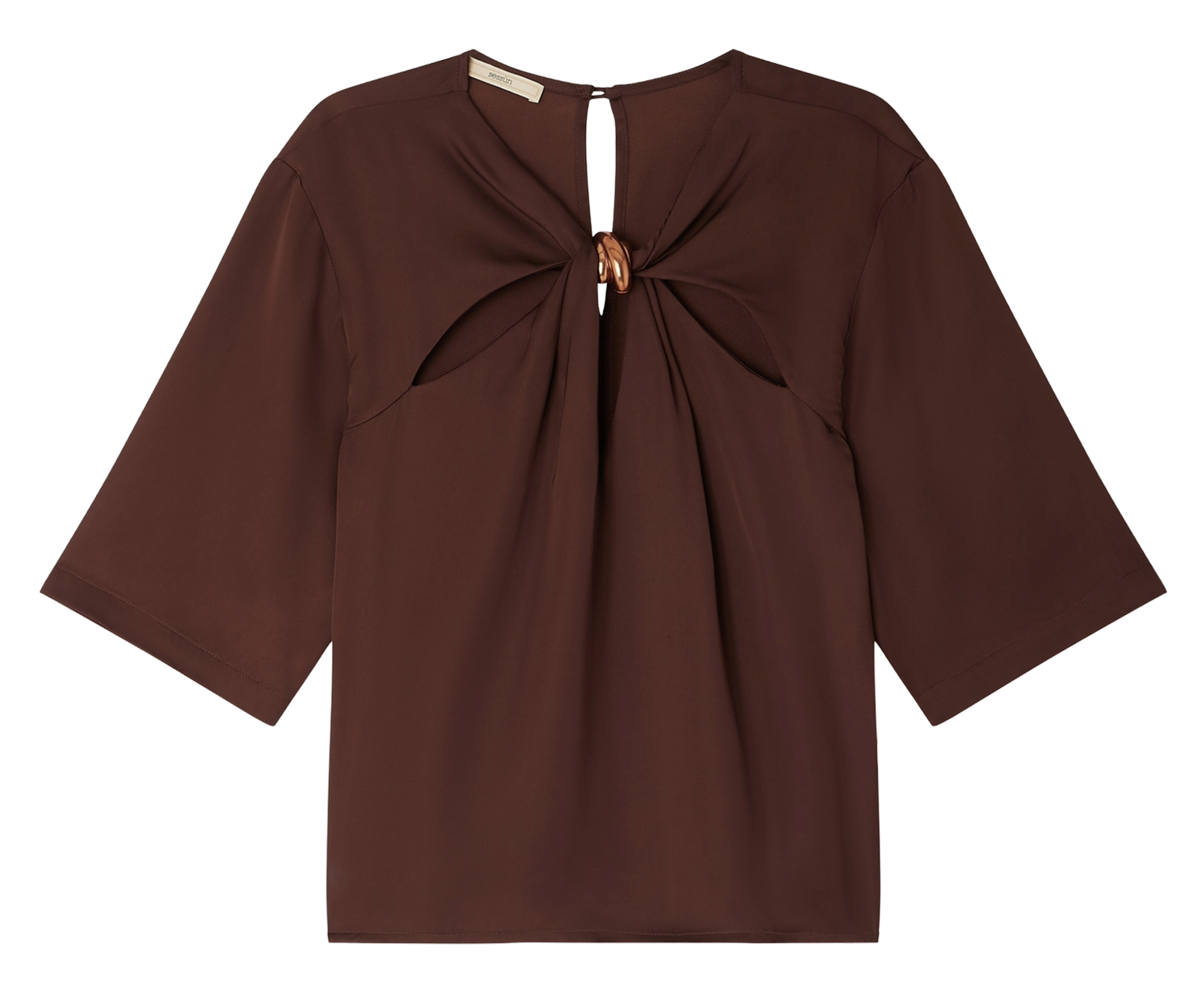 Short sleeve top with cutouts SESSUN Brown