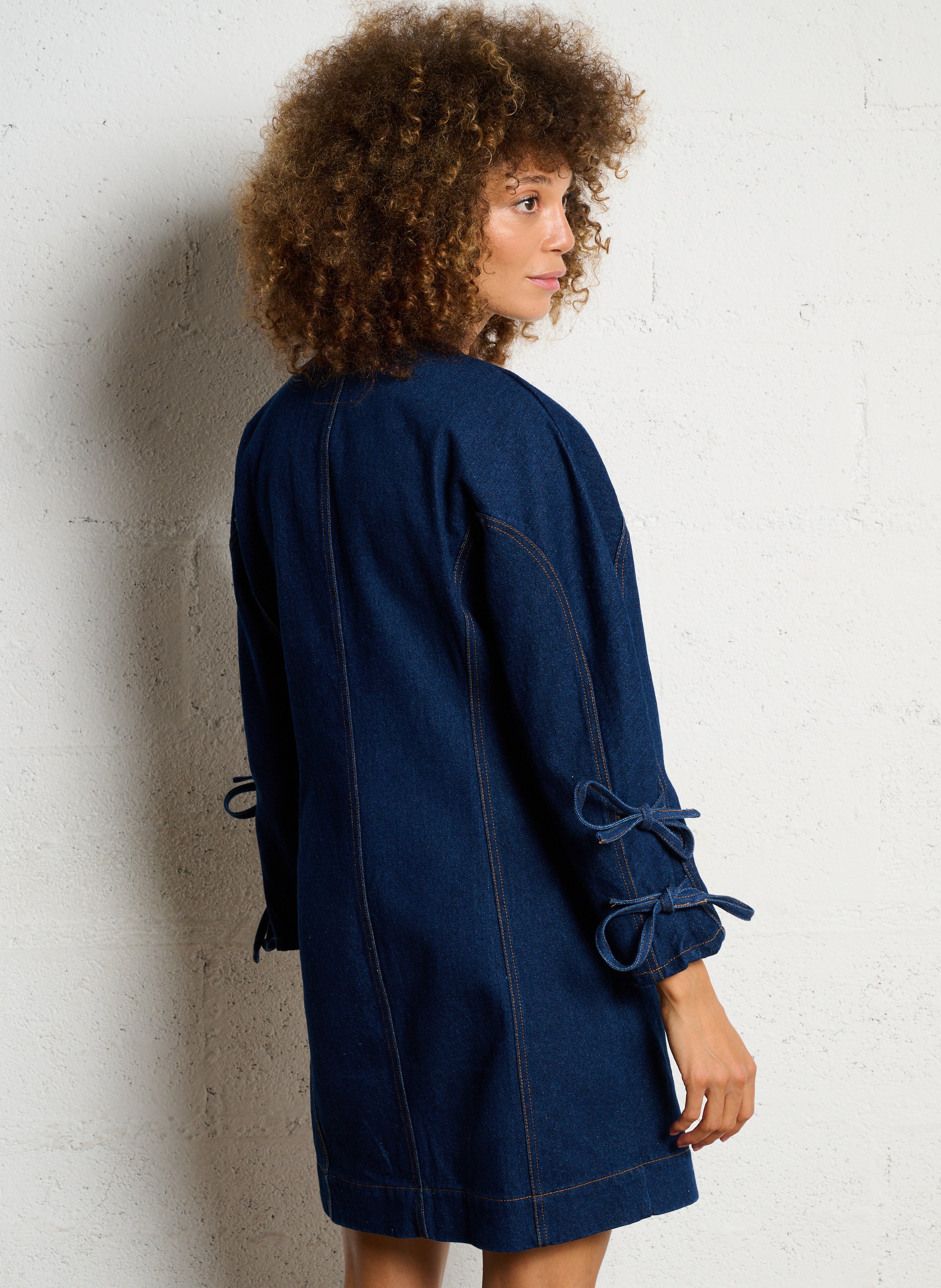 Robe en jean ajustée en coton  THE TINY BIG SISTER Bleu